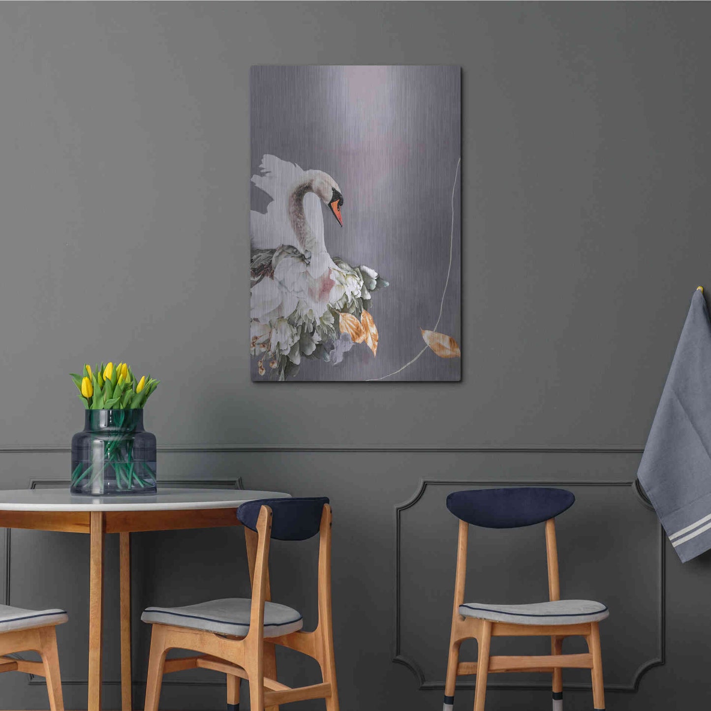 Luxe Metal Art 'Swan Gold 1' by Design Fabrikken, Metal Wall Art,24x36