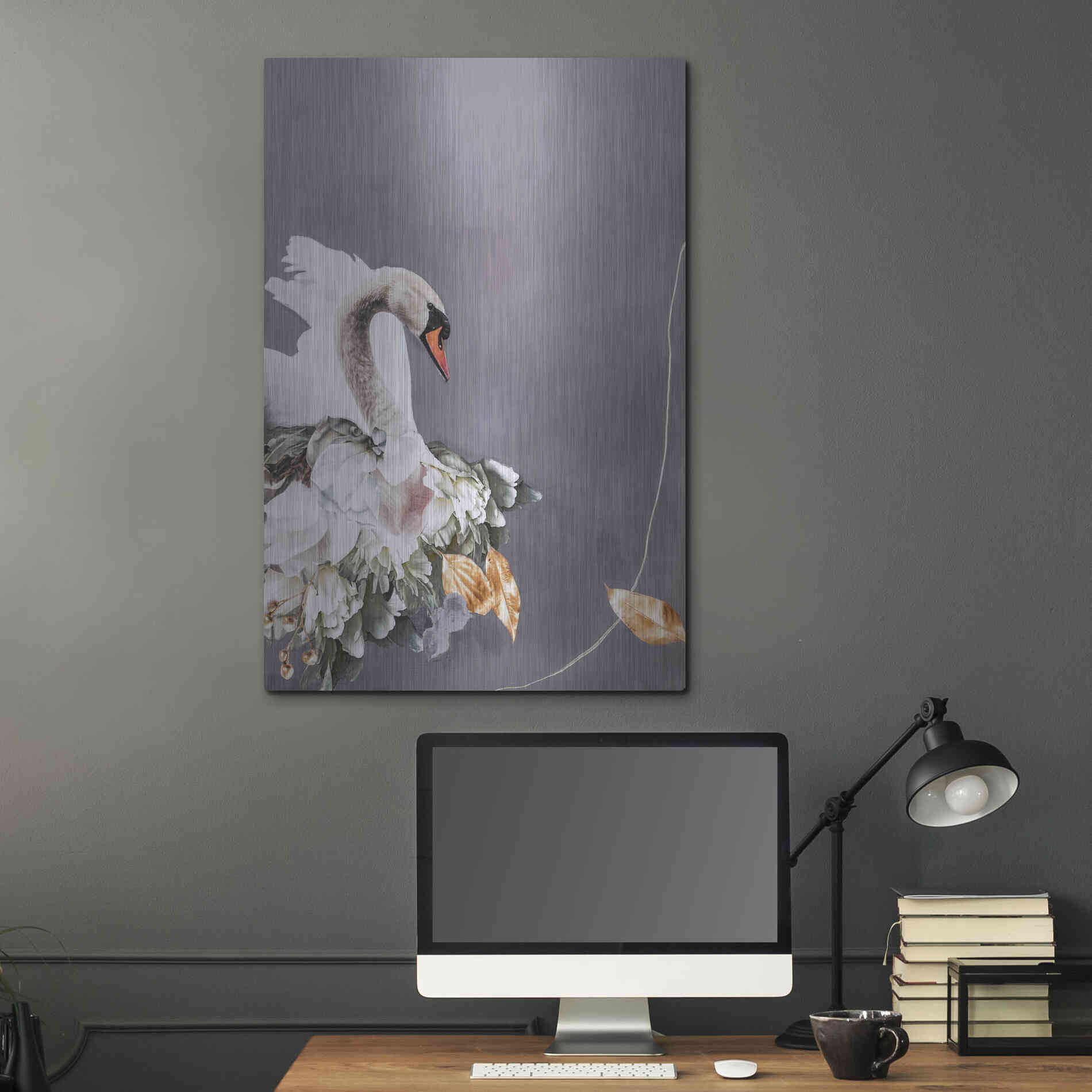 Luxe Metal Art 'Swan Gold 1' by Design Fabrikken, Metal Wall Art,24x36