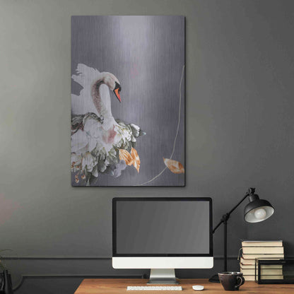 Luxe Metal Art 'Swan Gold 1' by Design Fabrikken, Metal Wall Art,24x36