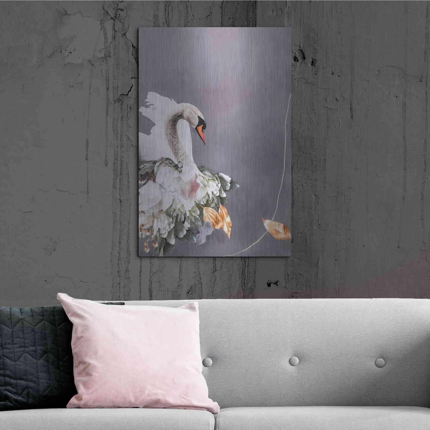 Luxe Metal Art 'Swan Gold 1' by Design Fabrikken, Metal Wall Art,24x36