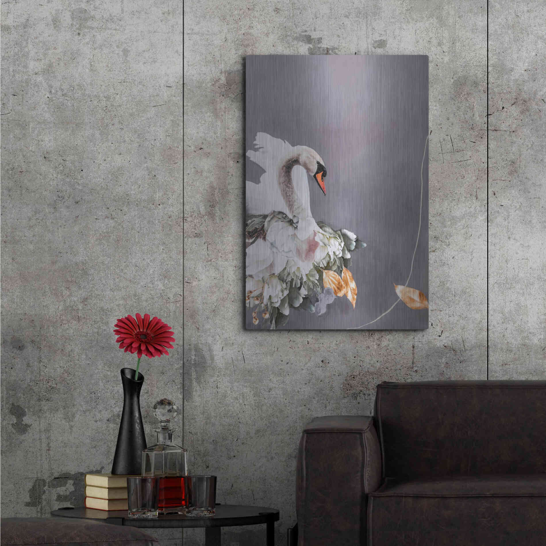 Luxe Metal Art 'Swan Gold 1' by Design Fabrikken, Metal Wall Art,24x36