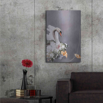Luxe Metal Art 'Swan Gold 1' by Design Fabrikken, Metal Wall Art,24x36
