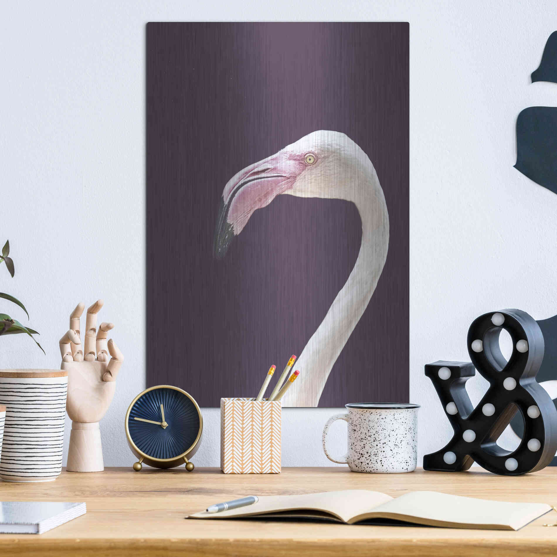 Luxe Metal Art 'The Flamingo' by Design Fabrikken, Metal Wall Art,12x16