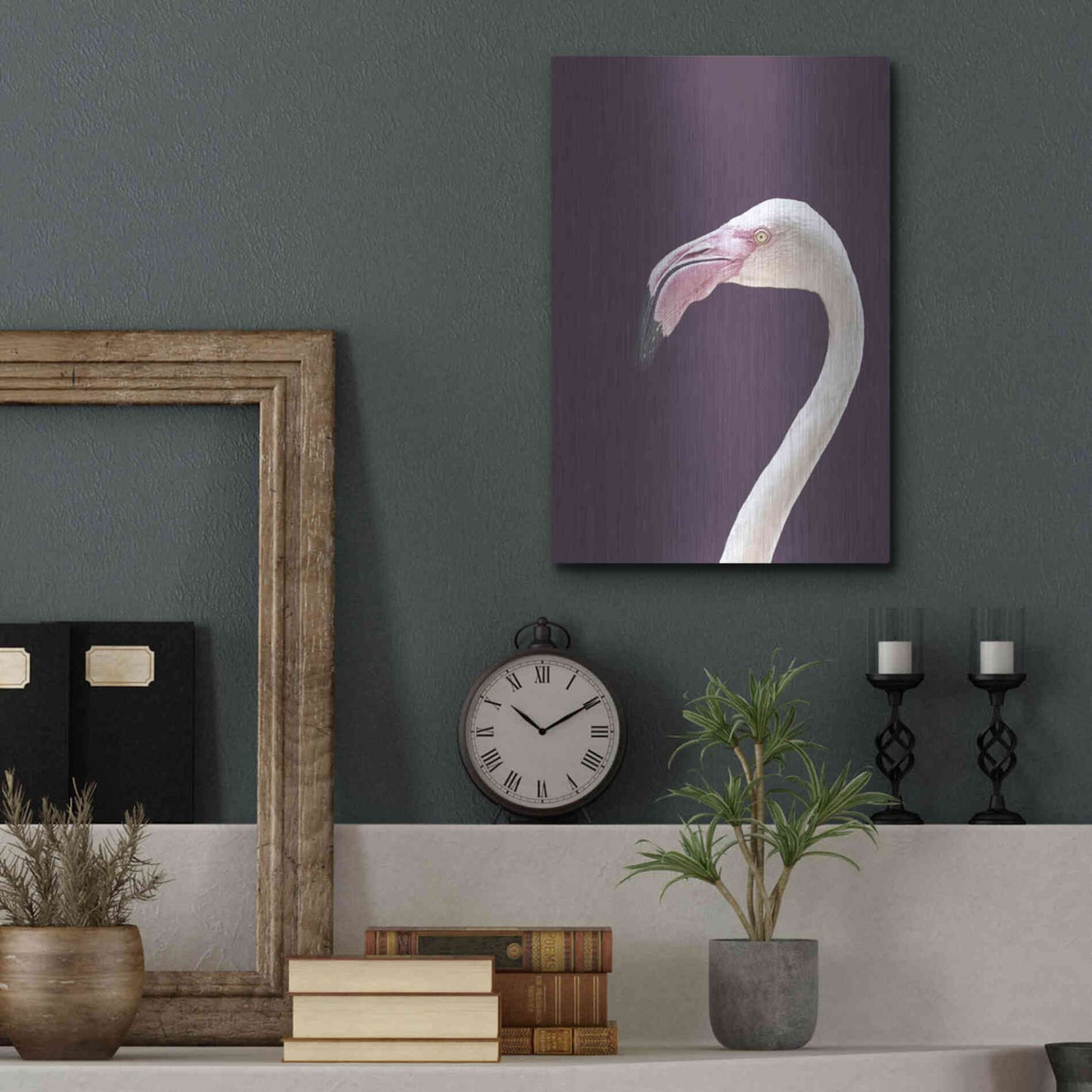 Luxe Metal Art 'The Flamingo' by Design Fabrikken, Metal Wall Art,12x16