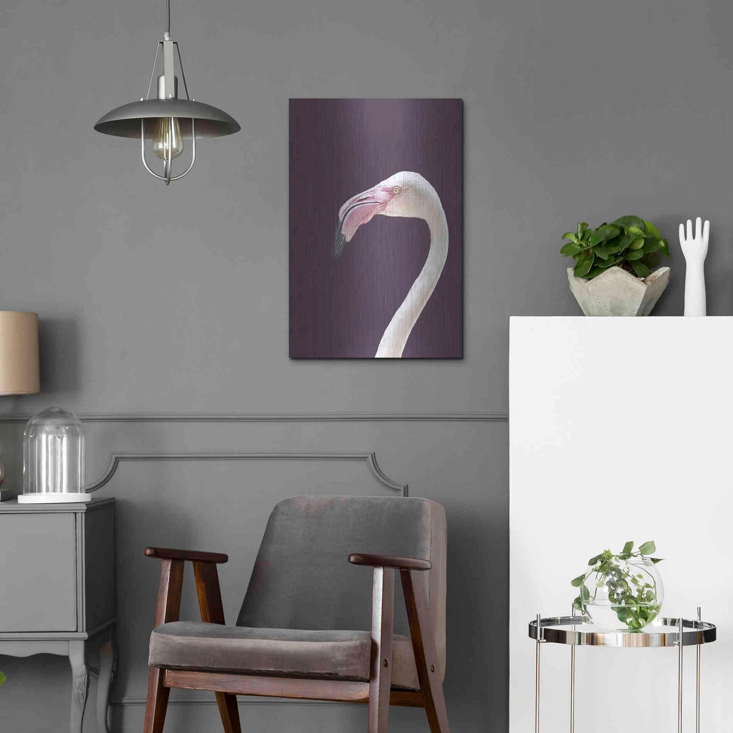 Luxe Metal Art 'The Flamingo' by Design Fabrikken, Metal Wall Art,16x24