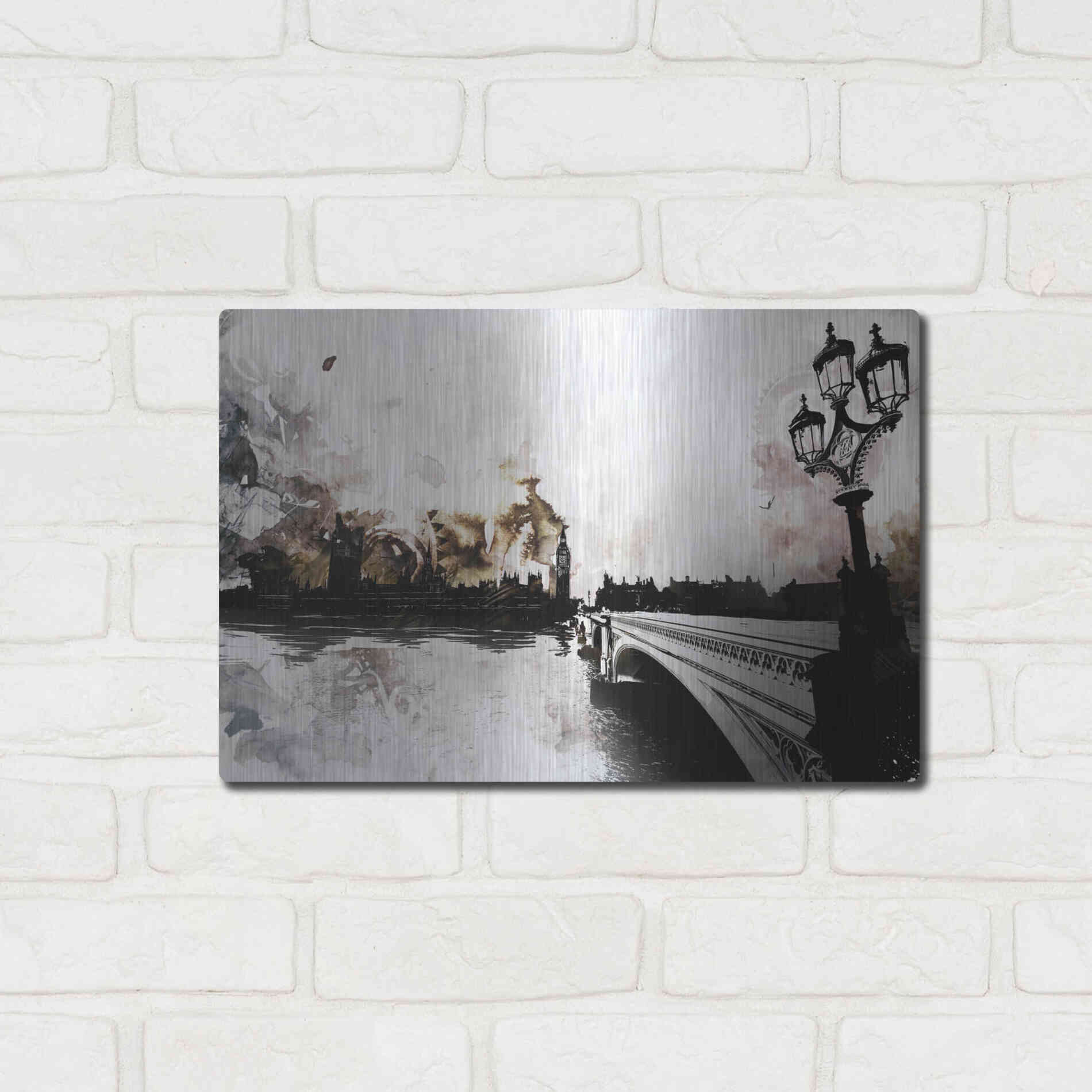 Luxe Metal Art 'The Thames' by Jonathan Lam, Metal Wall Art,16x12