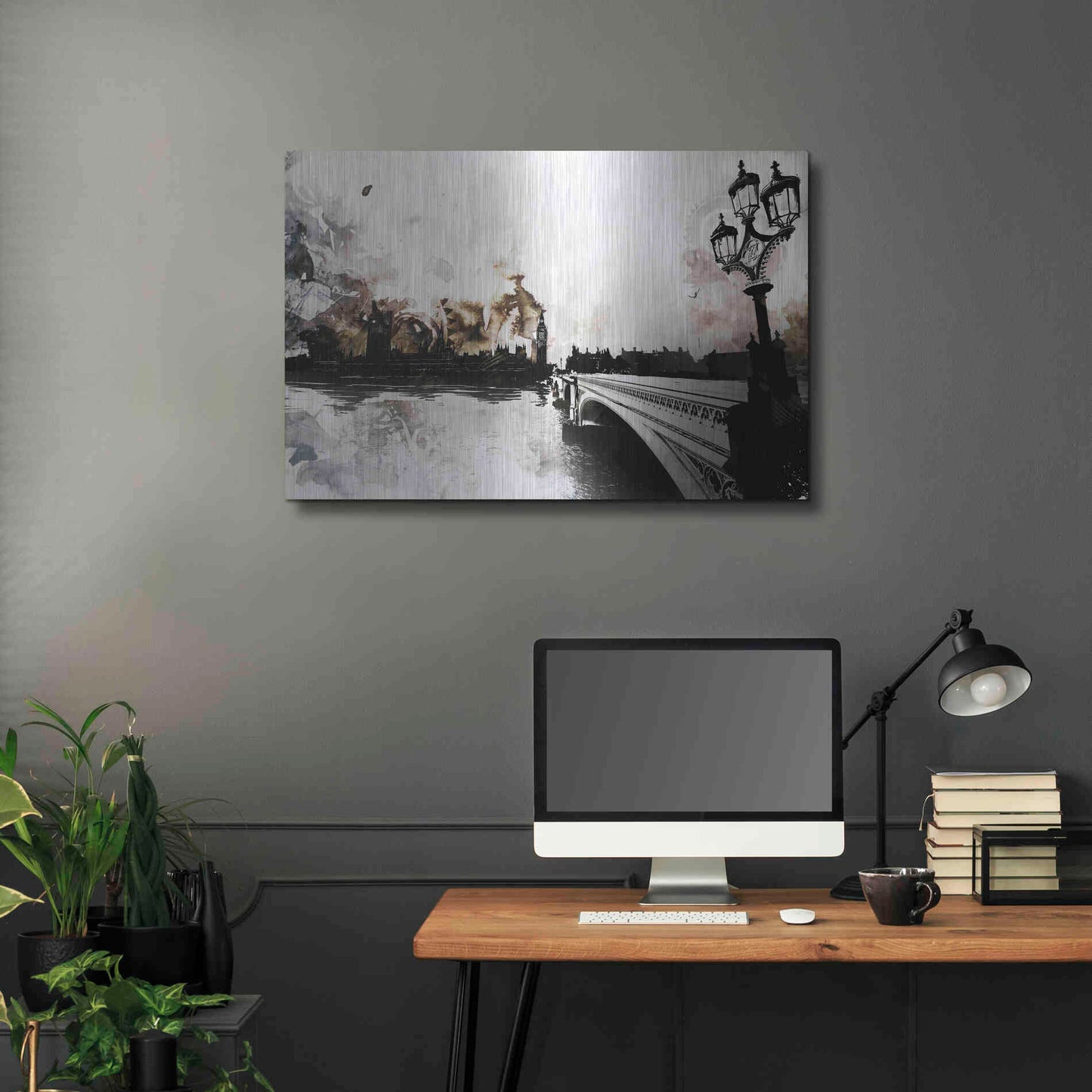 Luxe Metal Art 'The Thames' by Jonathan Lam, Metal Wall Art,36x24