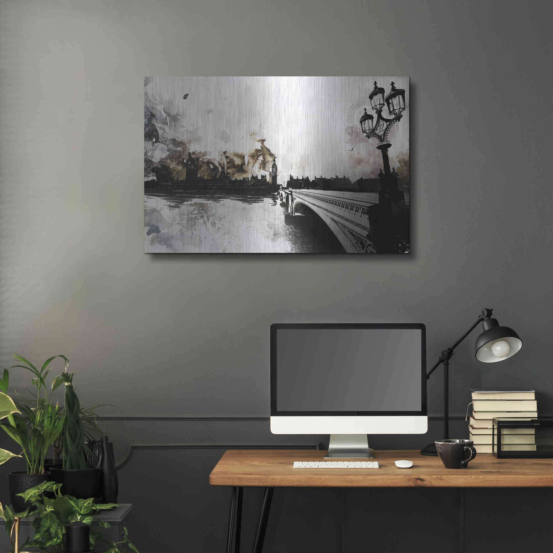 Luxe Metal Art 'The Thames' by Jonathan Lam, Metal Wall Art,36x24