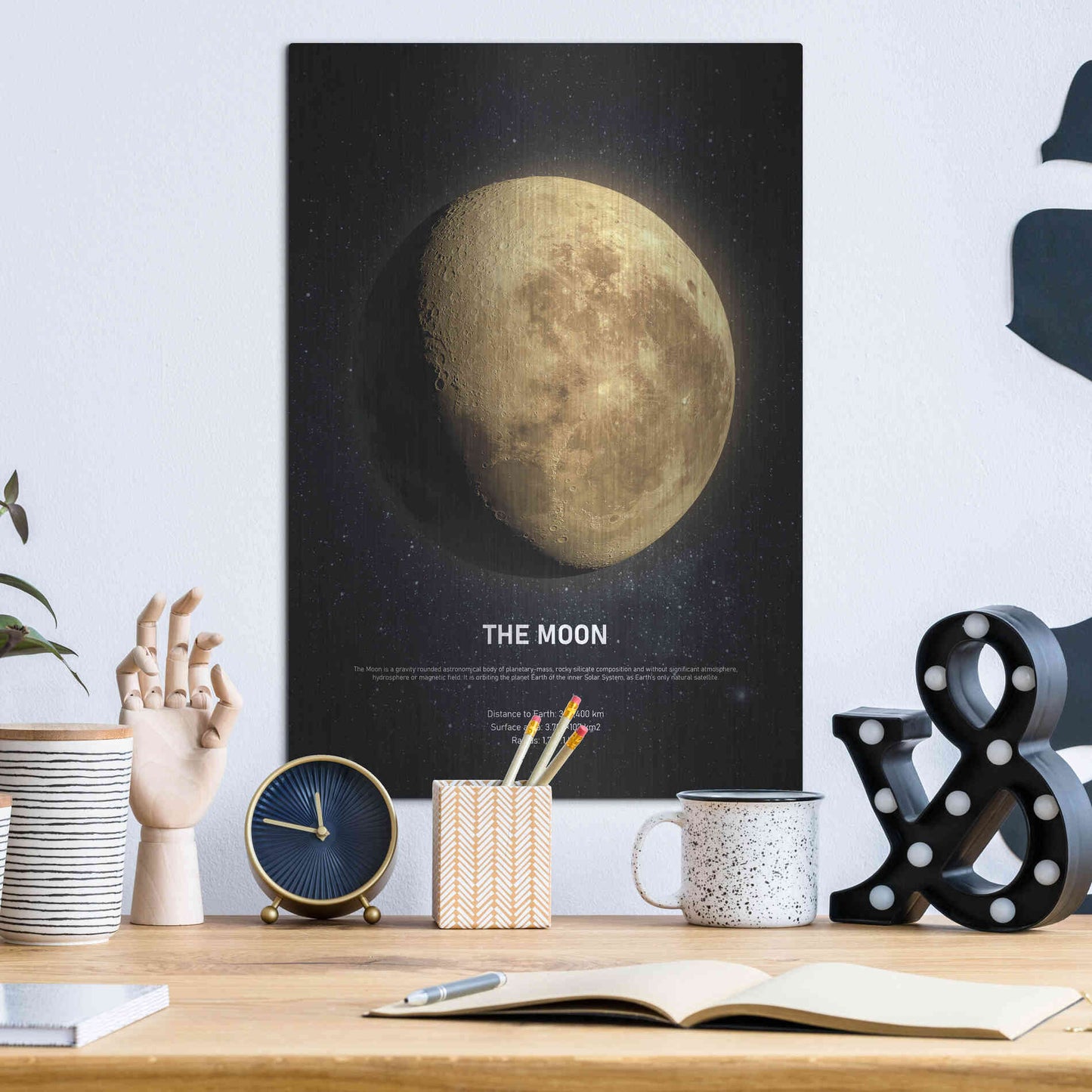 Luxe Metal Art 'The Moon 2' by Design Fabrikken, Metal Wall Art,12x16