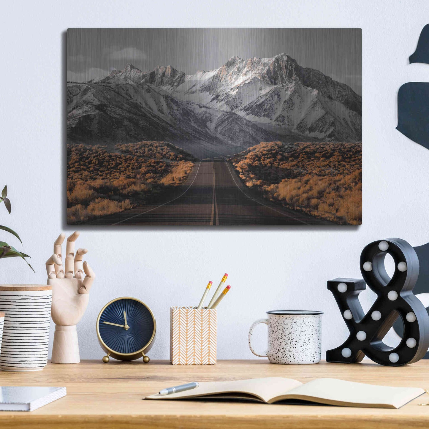 Luxe Metal Art 'The Road 1' by Design Fabrikken, Metal Wall Art,16x12