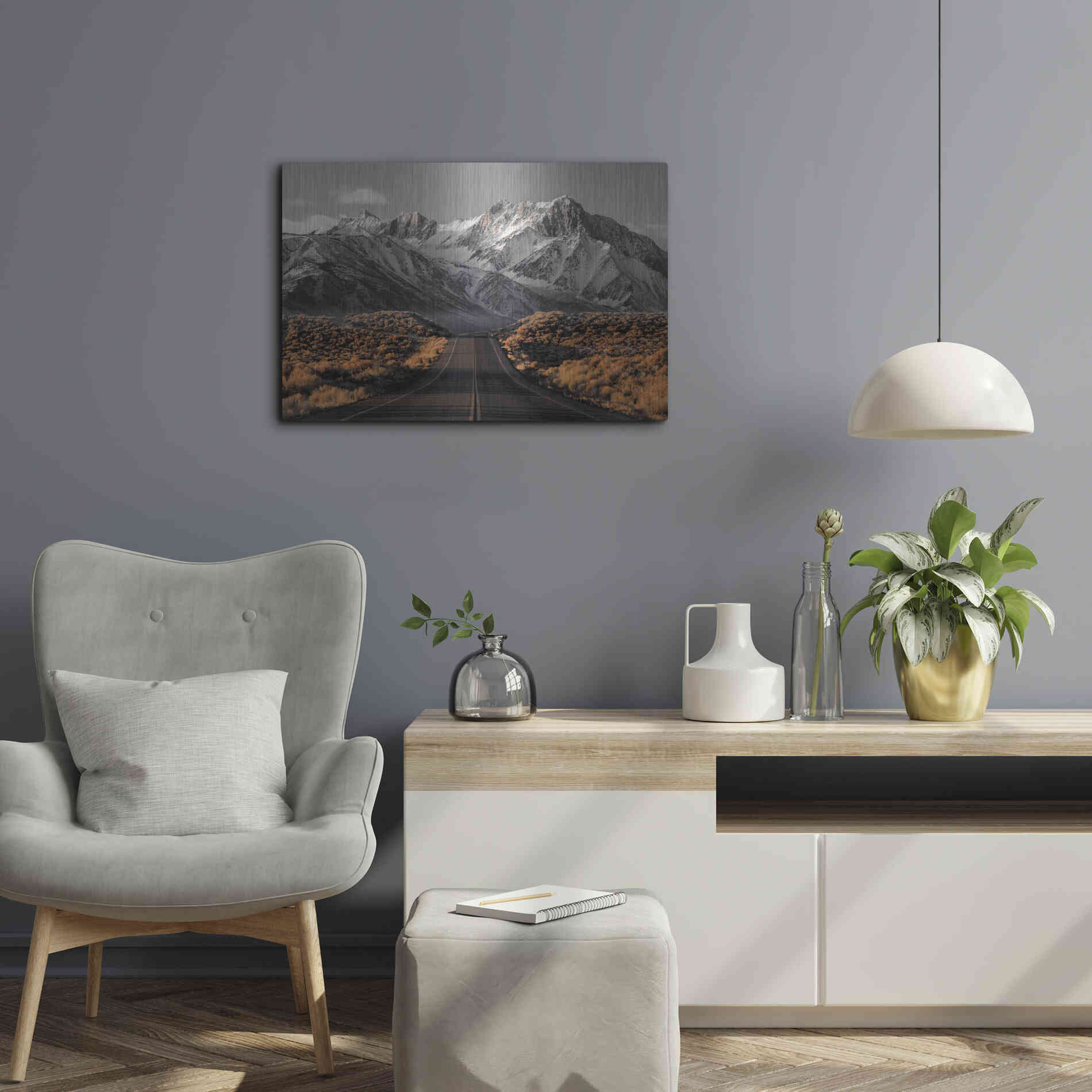 Luxe Metal Art 'The Road 1' by Design Fabrikken, Metal Wall Art,24x16