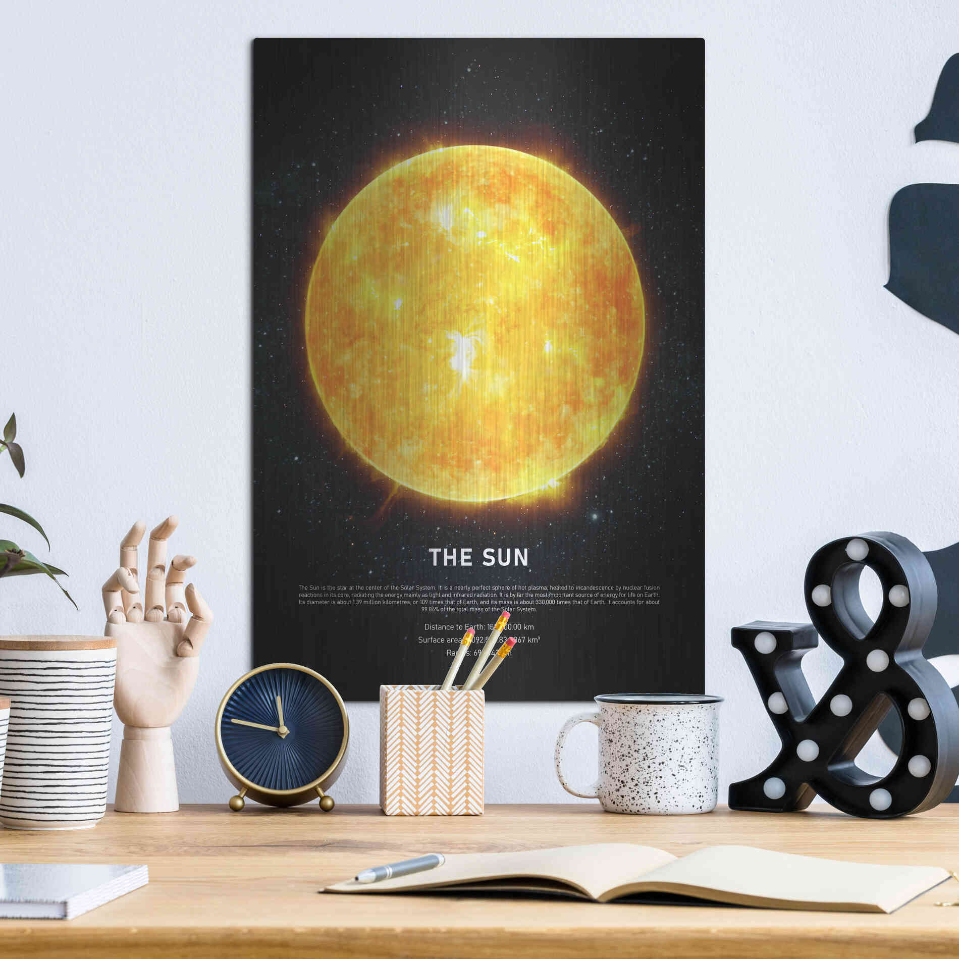 Luxe Metal Art 'The Sun' by Design Fabrikken, Metal Wall Art,12x16