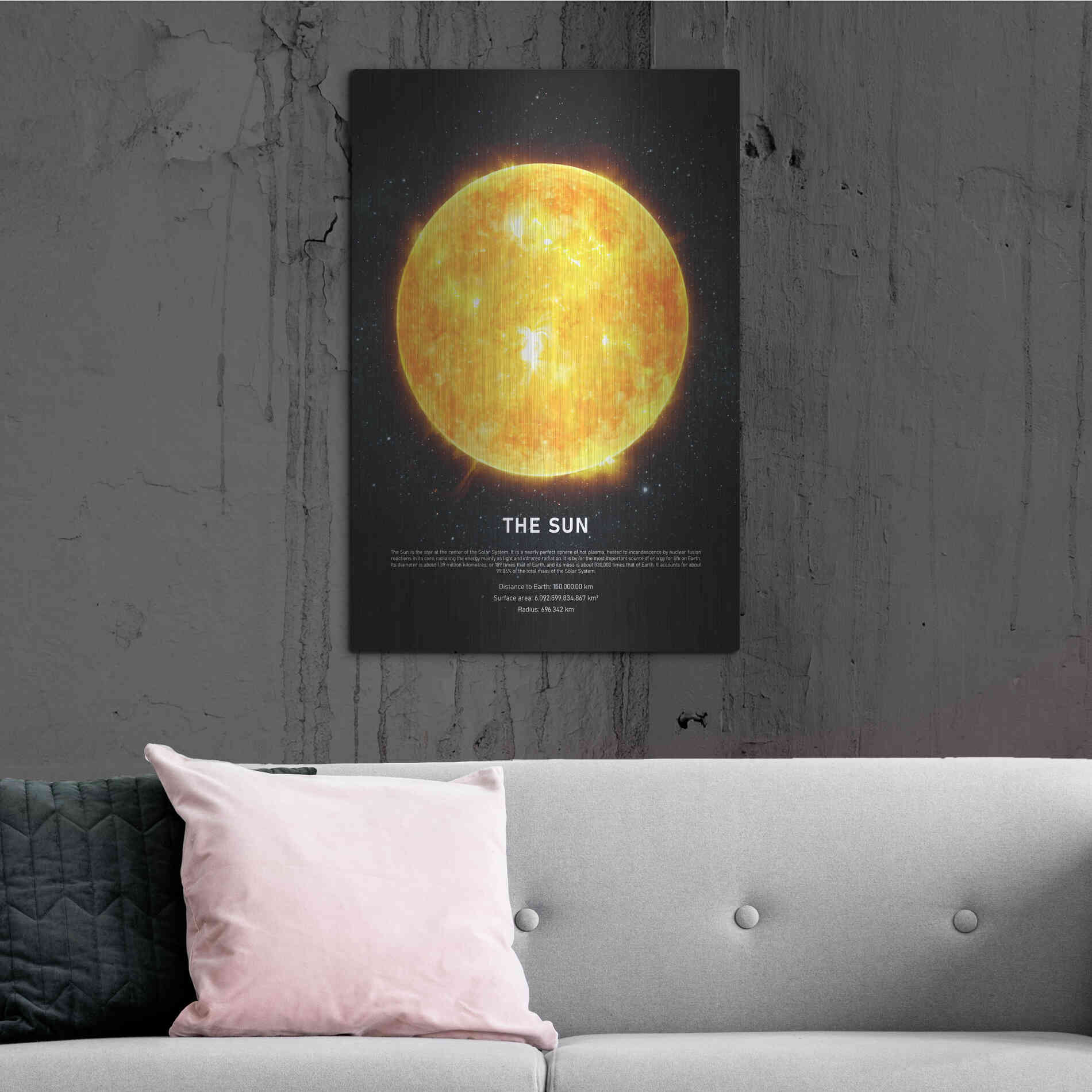 Luxe Metal Art 'The Sun' by Design Fabrikken, Metal Wall Art,24x36