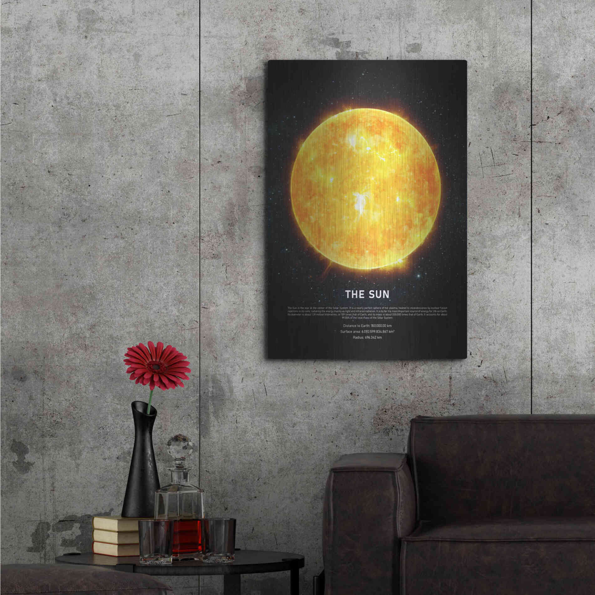 Luxe Metal Art 'The Sun' by Design Fabrikken, Metal Wall Art,24x36