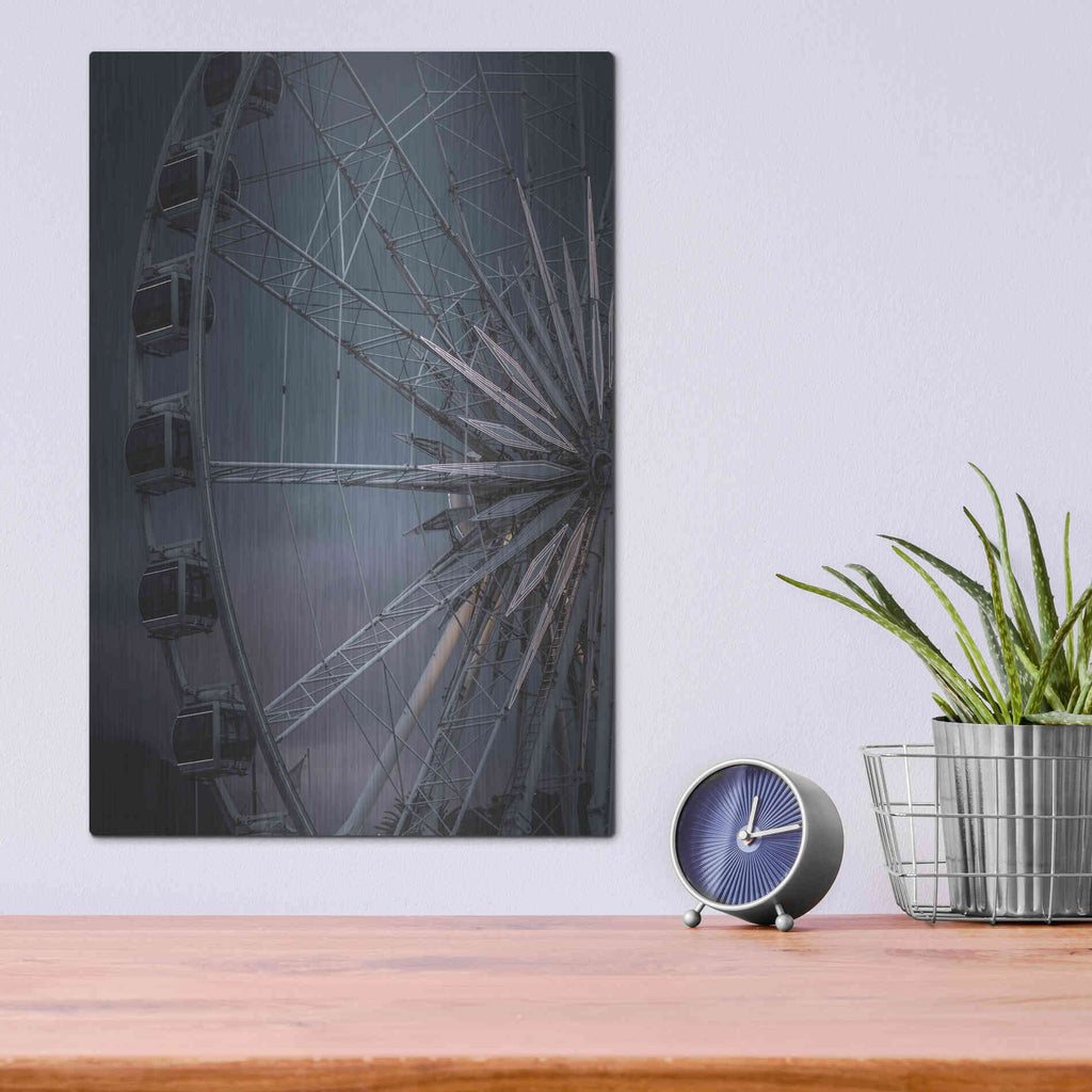 Luxe Metal Art 'The Wheel Is Turning' by Design Fabrikken, Metal Wall Art,12x16