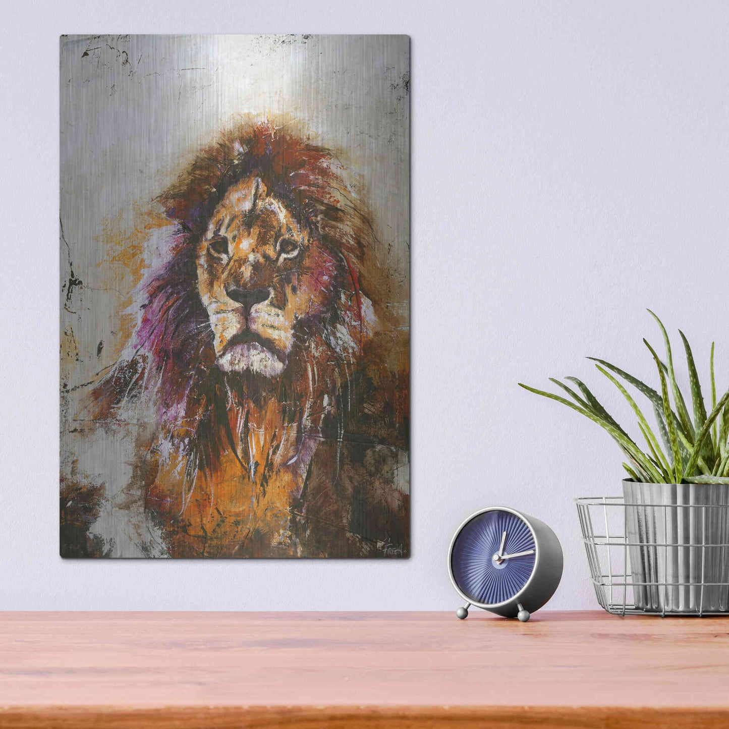 Luxe Metal Art 'Tiger Vision' by Design Fabrikken, Metal Wall Art,12x16