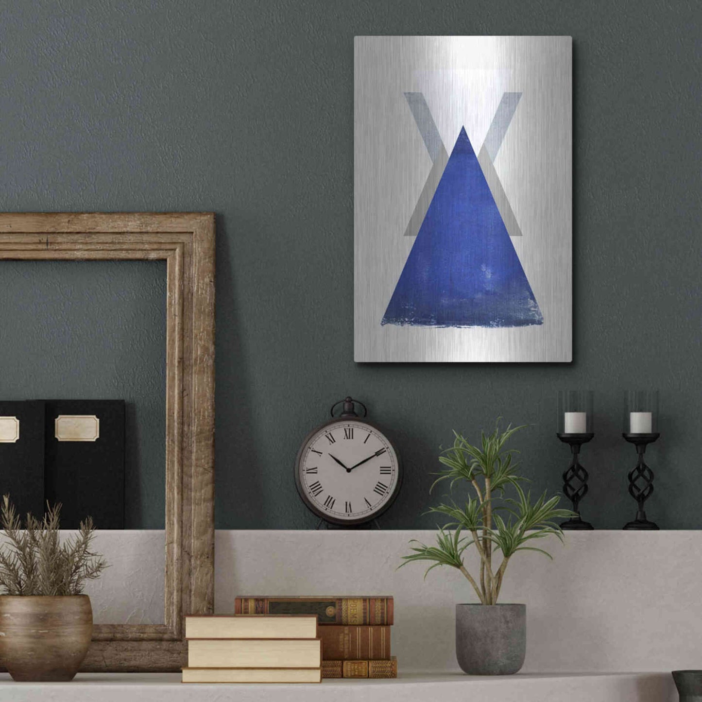 Luxe Metal Art 'Triangle 2' by Design Fabrikken, Metal Wall Art,12x16