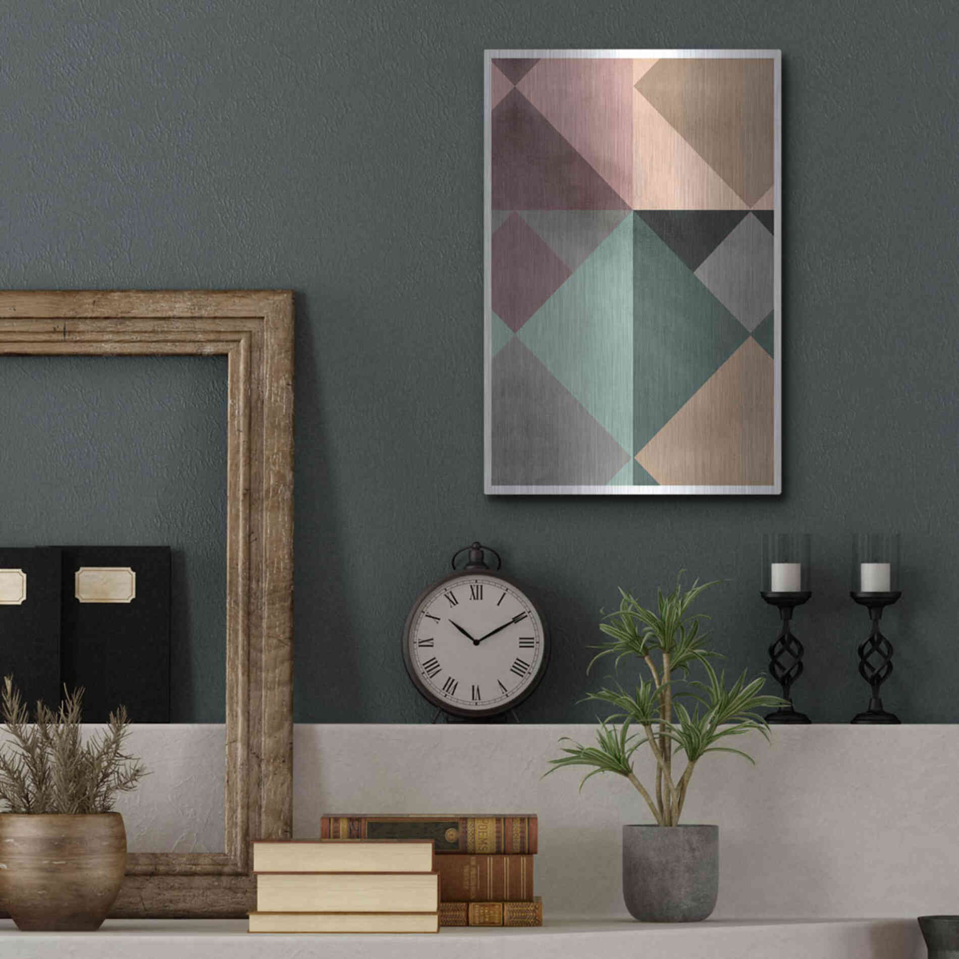 Luxe Metal Art 'Triangle-1' by Design Fabrikken, Metal Wall Art,12x16