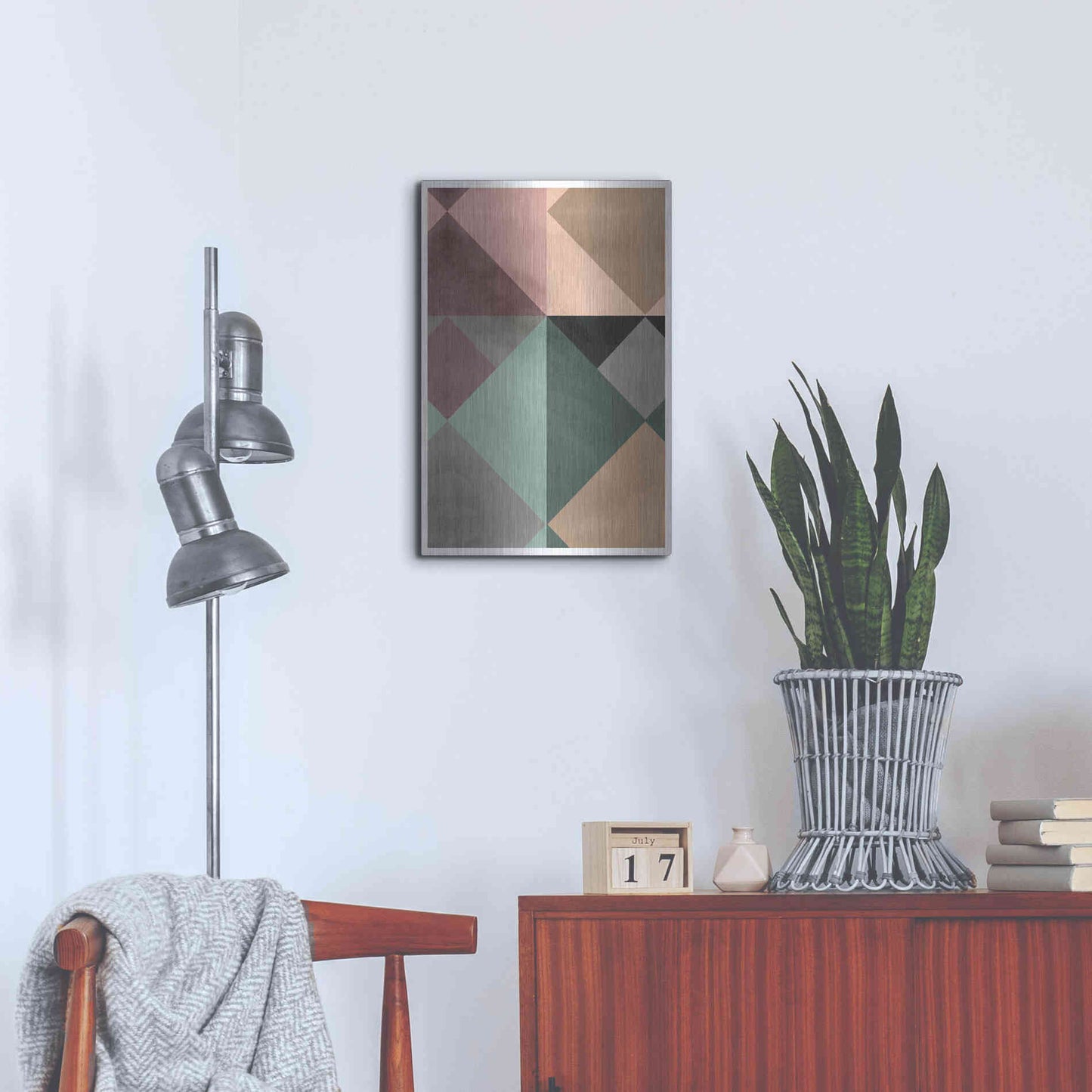 Luxe Metal Art 'Triangle-1' by Design Fabrikken, Metal Wall Art,16x24