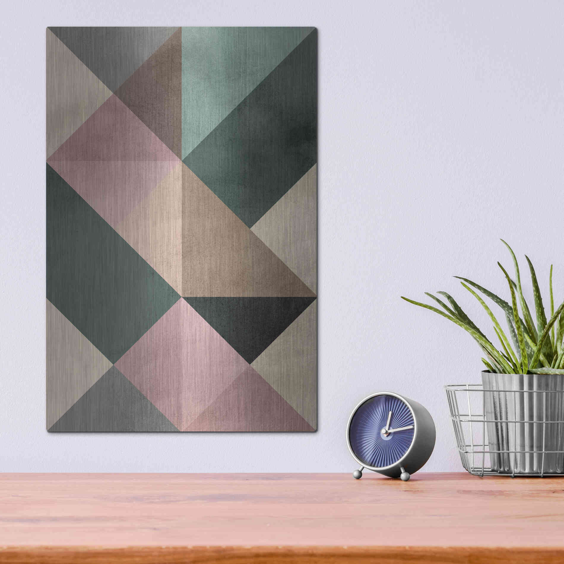 Luxe Metal Art 'Triangle-2' by Design Fabrikken, Metal Wall Art,12x16