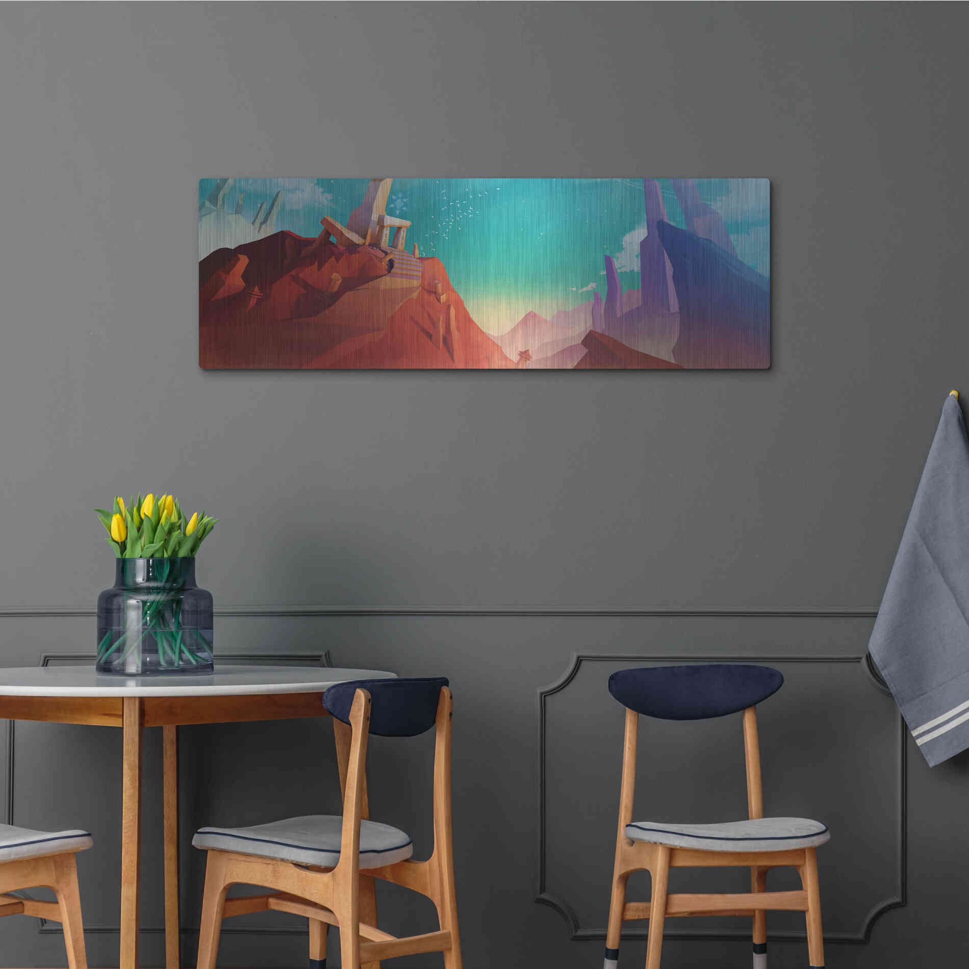 Luxe Metal Art 'Hidden Portal' by Jonathan Lam, Metal Wall Art,48x16