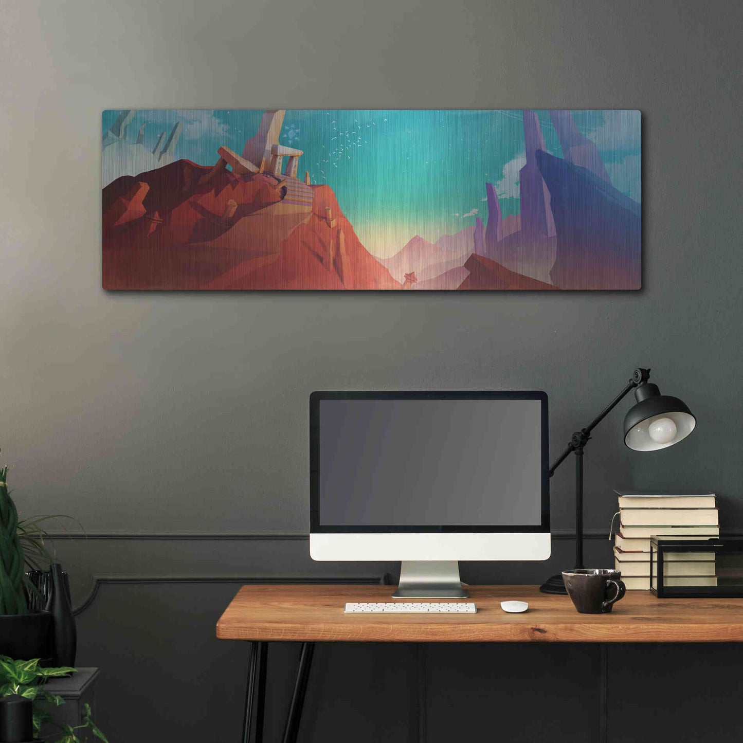 Luxe Metal Art 'Hidden Portal' by Jonathan Lam, Metal Wall Art,48x16