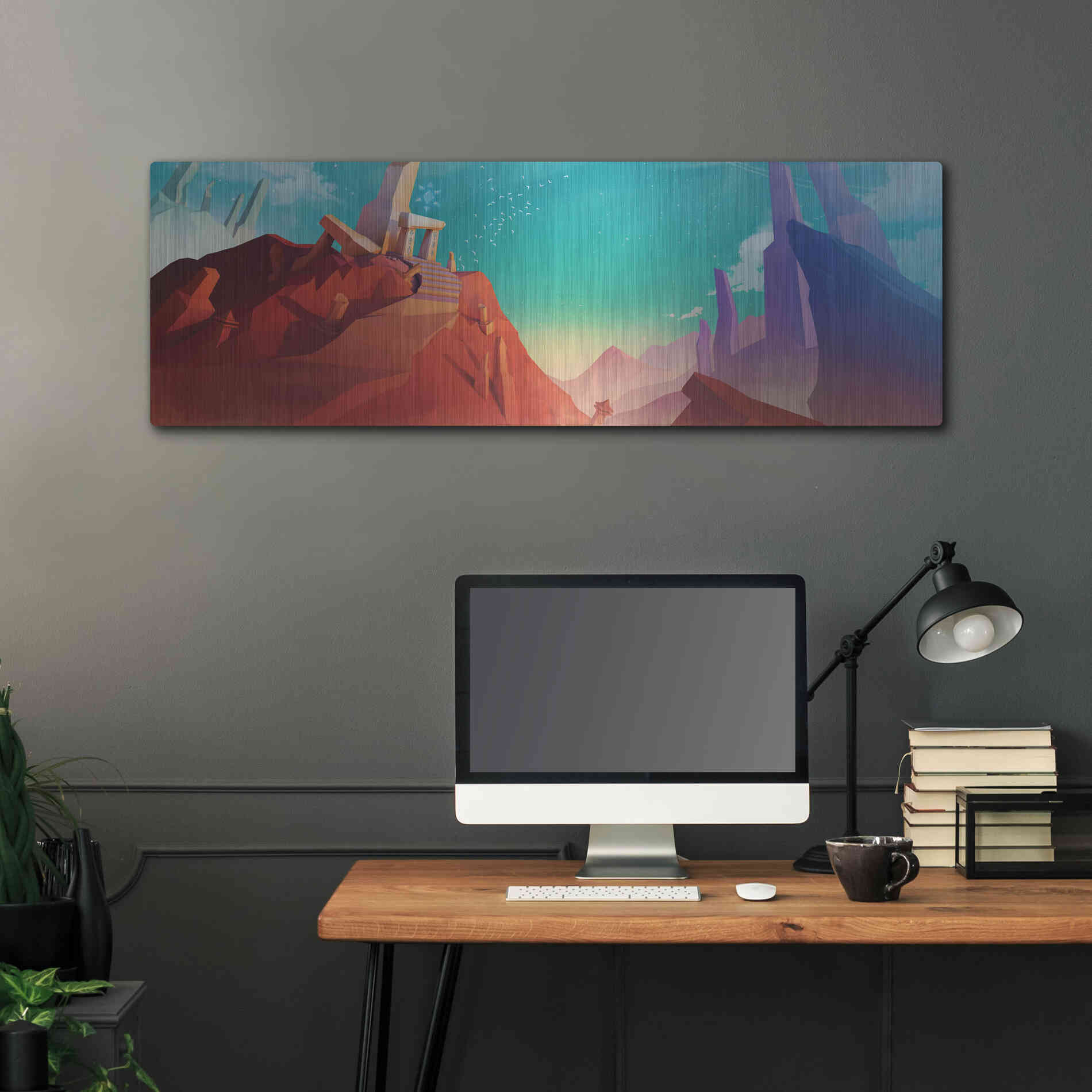 Luxe Metal Art 'Hidden Portal' by Jonathan Lam, Metal Wall Art,48x16