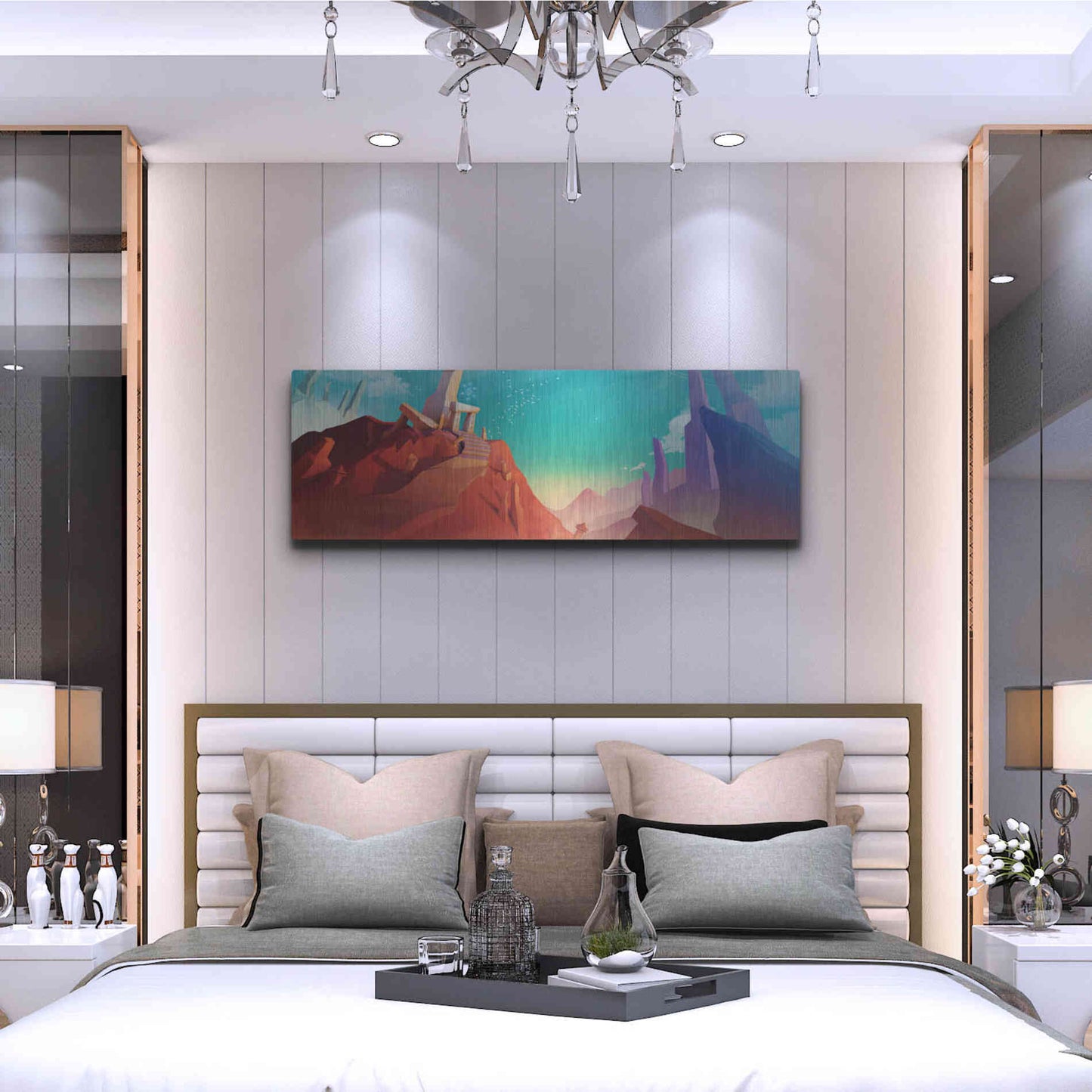Luxe Metal Art 'Hidden Portal' by Jonathan Lam, Metal Wall Art,48x16