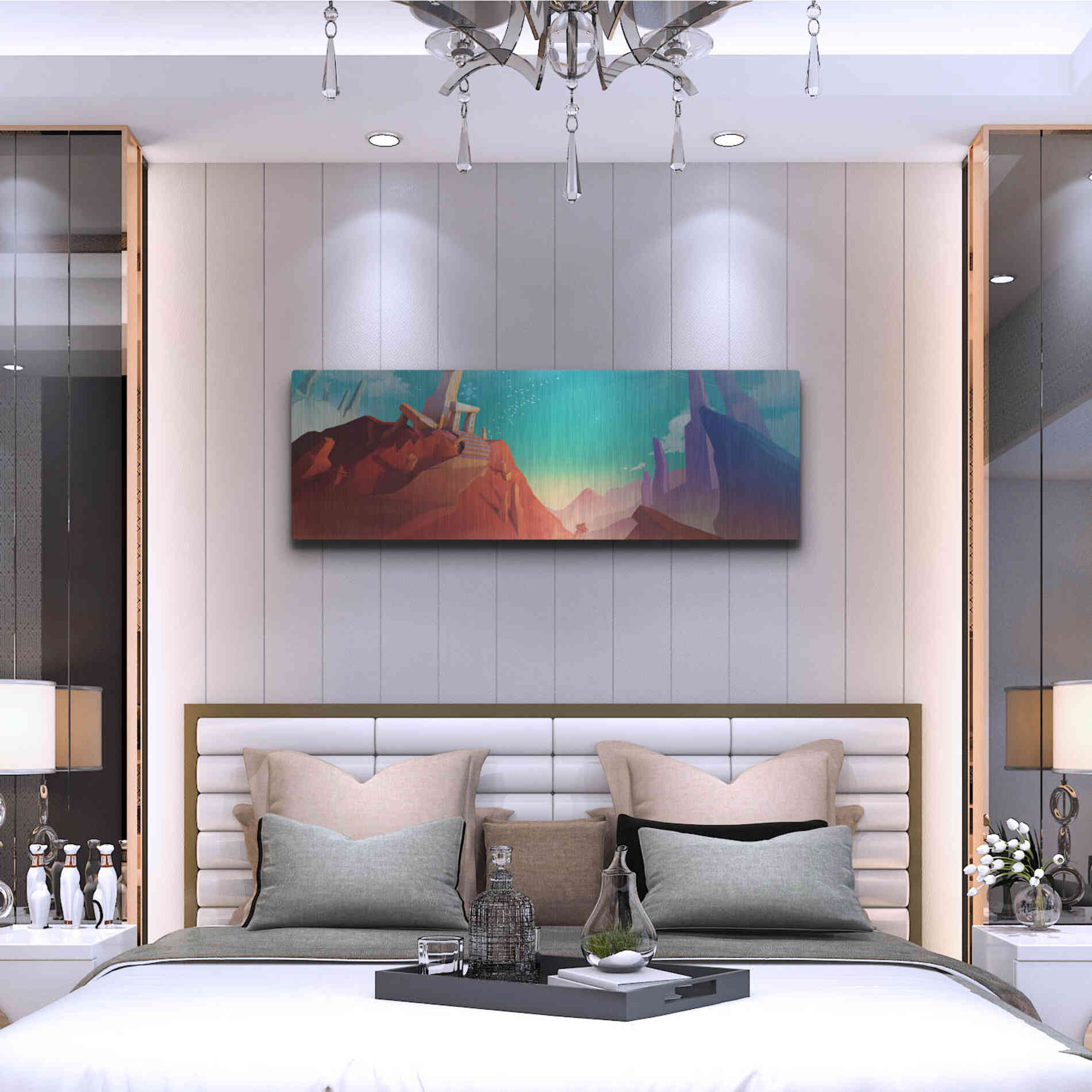 Luxe Metal Art 'Hidden Portal' by Jonathan Lam, Metal Wall Art,48x16