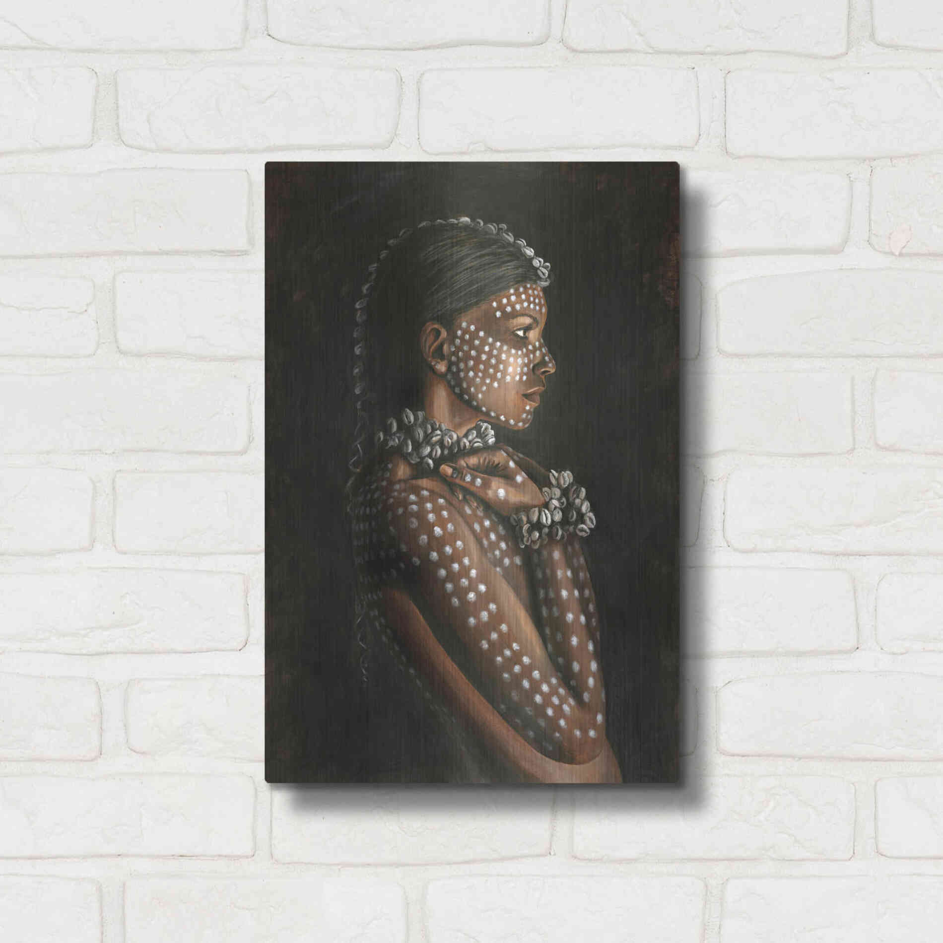 Luxe Metal Art 'Tribal Woman' by Design Fabrikken, Metal Wall Art,12x16