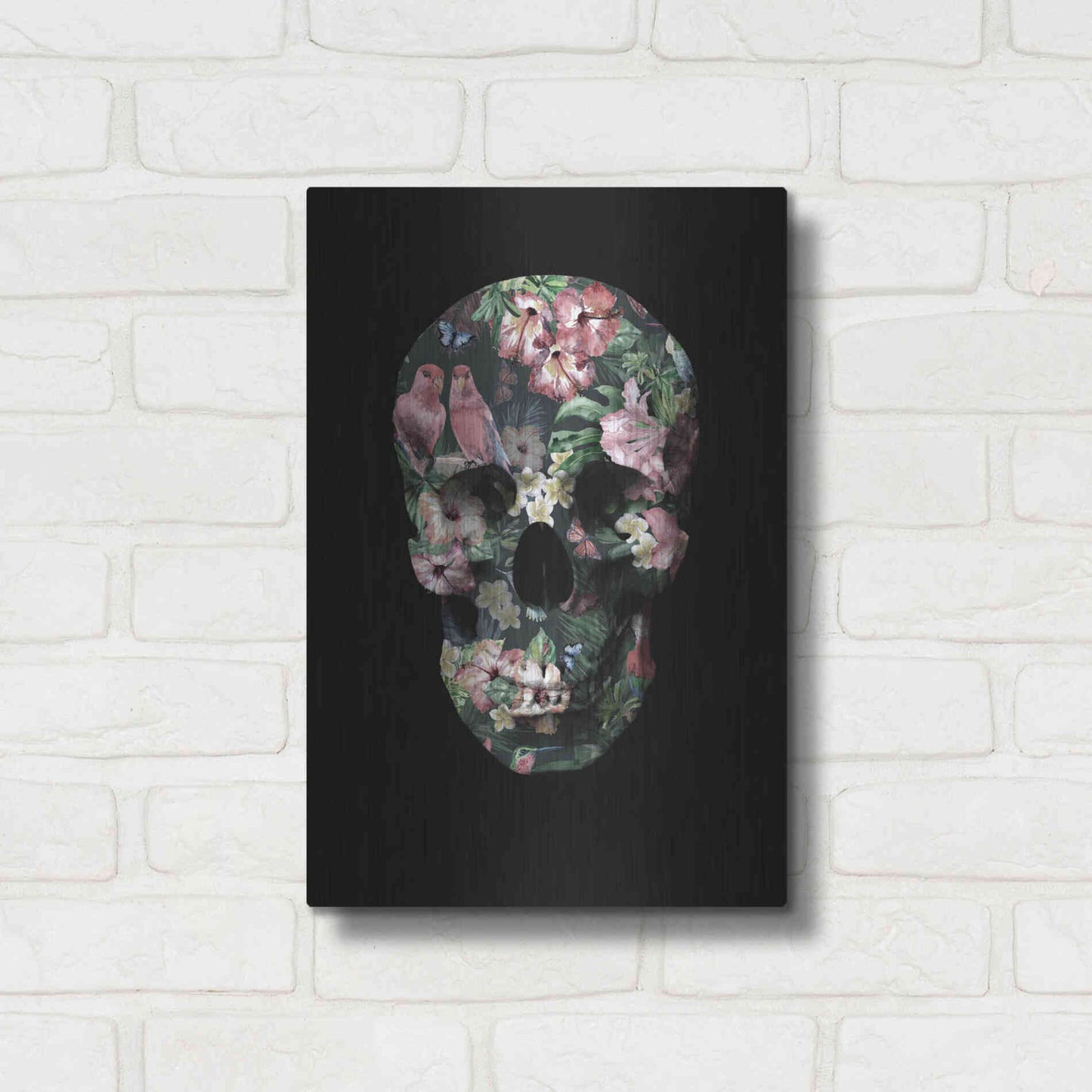 Luxe Metal Art 'Tropic Skull' by Design Fabrikken, Metal Wall Art,12x16