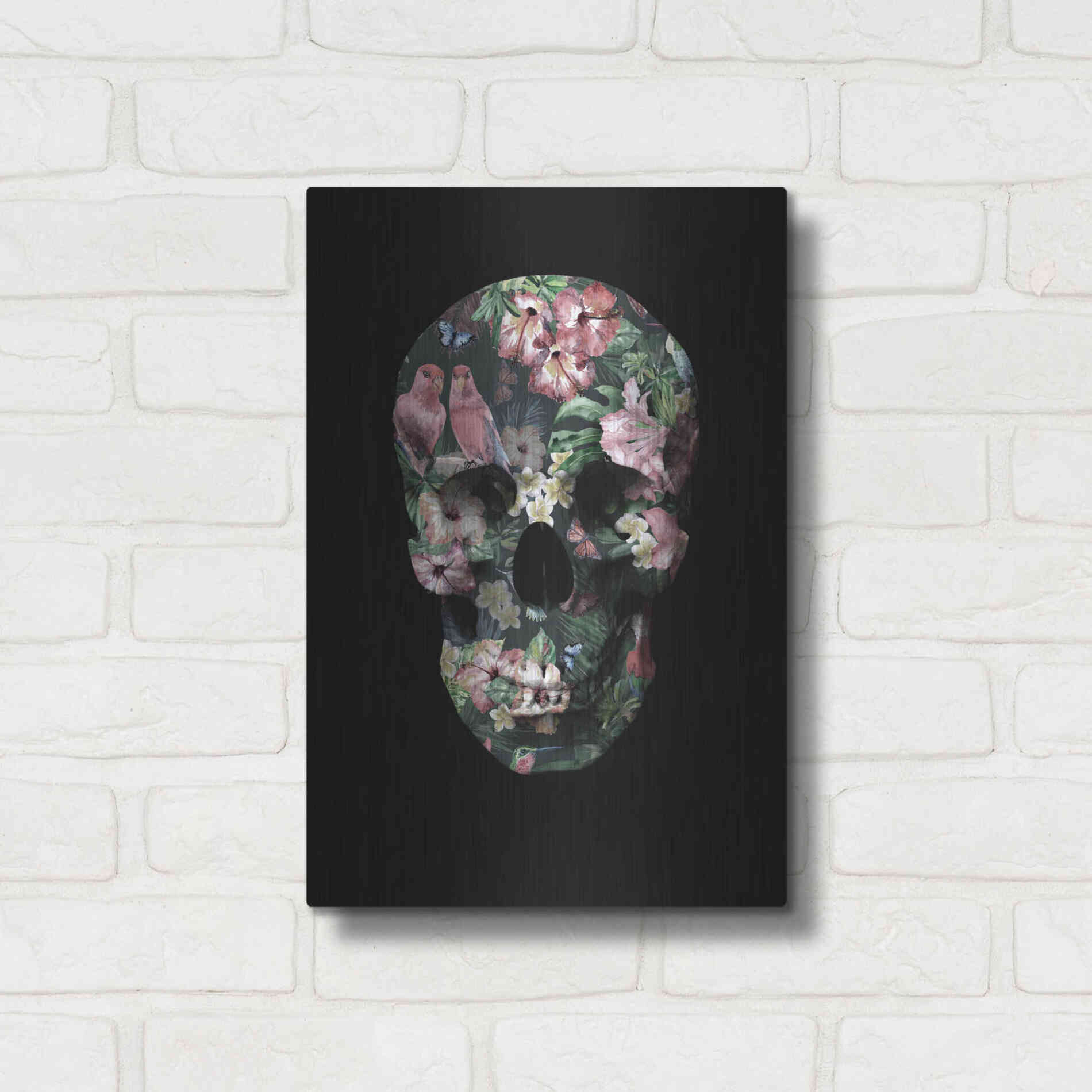Luxe Metal Art 'Tropic Skull' by Design Fabrikken, Metal Wall Art,12x16