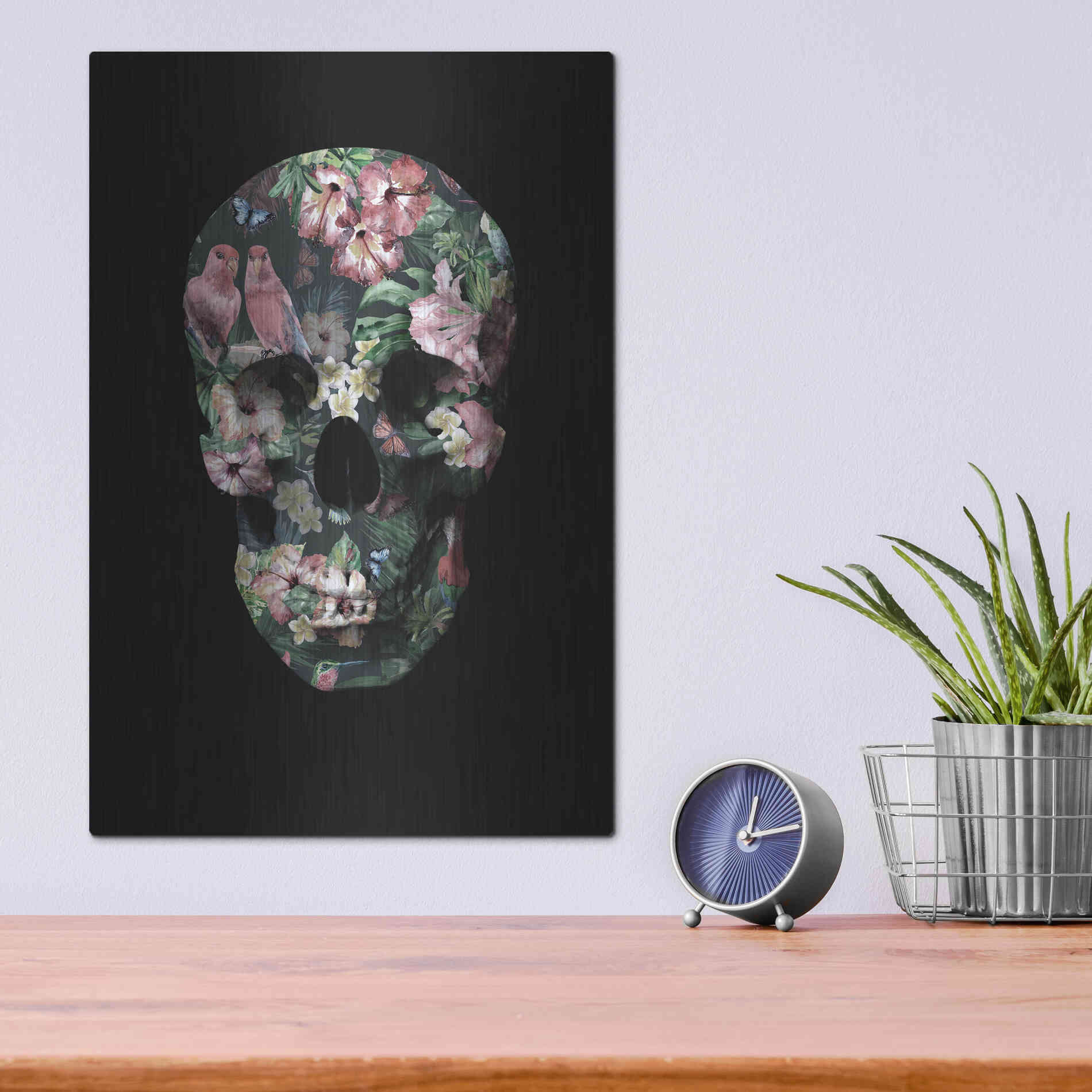 Luxe Metal Art 'Tropic Skull' by Design Fabrikken, Metal Wall Art,12x16