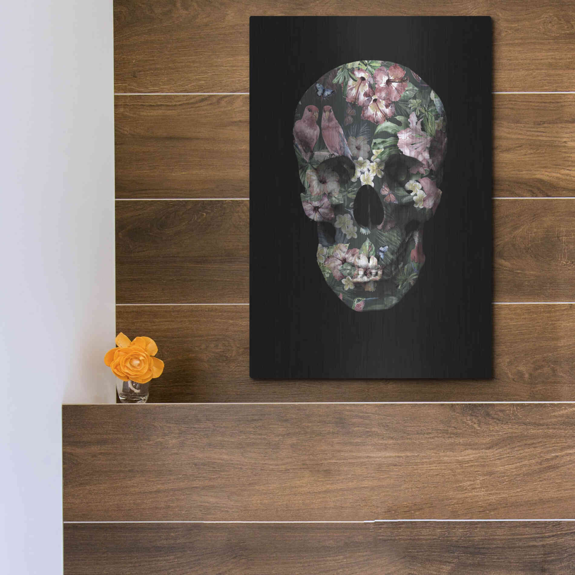 Luxe Metal Art 'Tropic Skull' by Design Fabrikken, Metal Wall Art,12x16