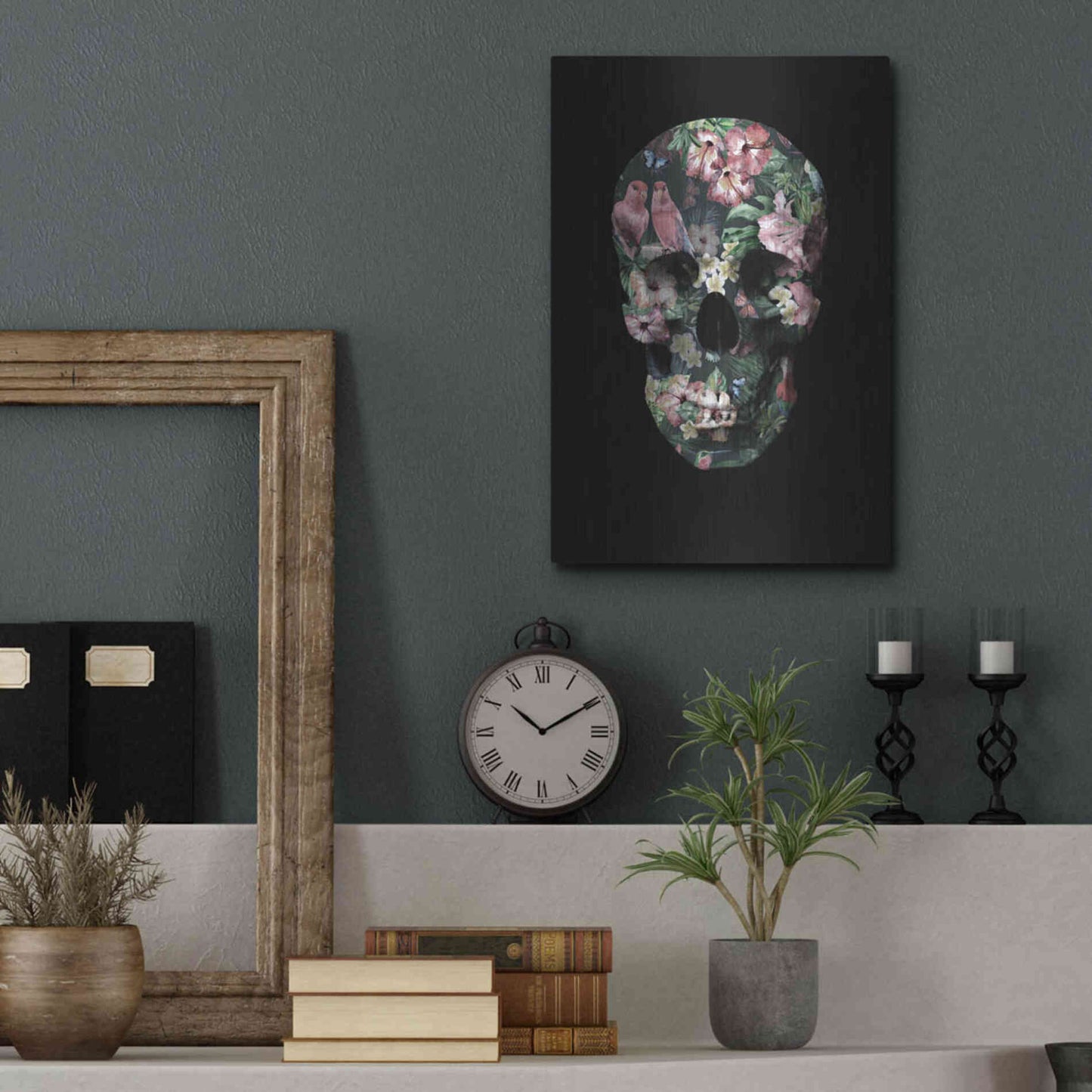Luxe Metal Art 'Tropic Skull' by Design Fabrikken, Metal Wall Art,12x16