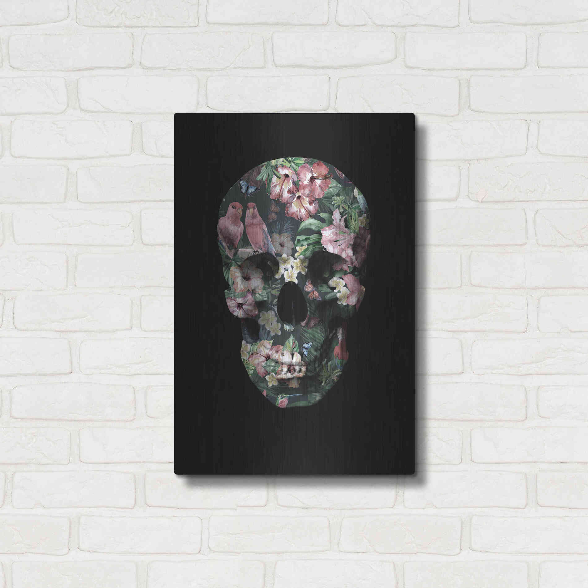 Luxe Metal Art 'Tropic Skull' by Design Fabrikken, Metal Wall Art,16x24