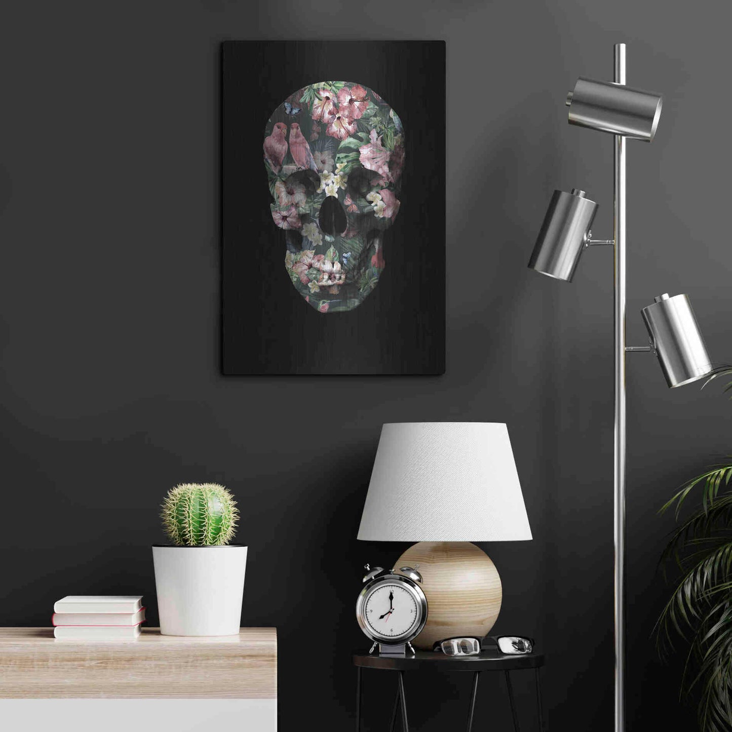 Luxe Metal Art 'Tropic Skull' by Design Fabrikken, Metal Wall Art,16x24
