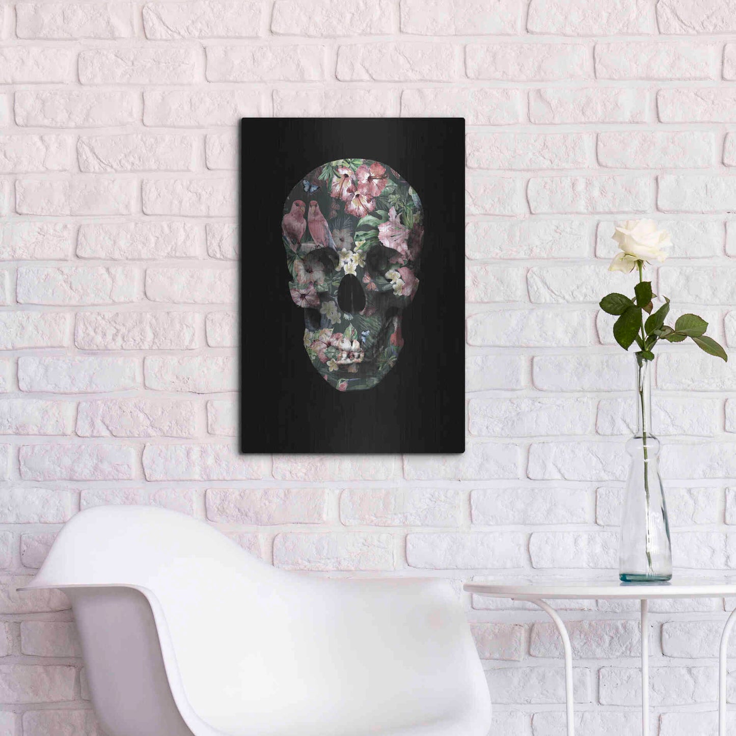 Luxe Metal Art 'Tropic Skull' by Design Fabrikken, Metal Wall Art,16x24