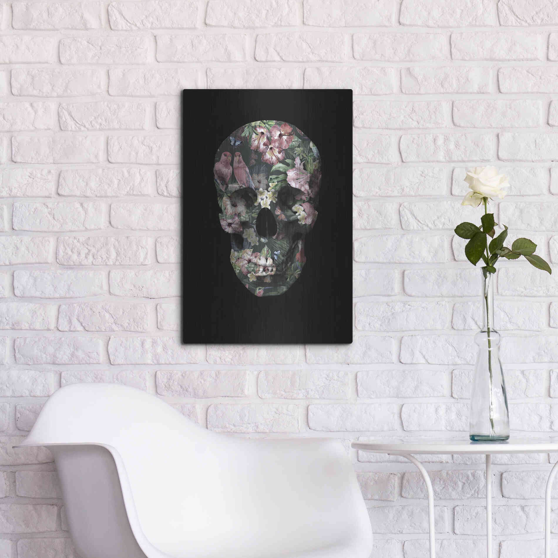 Luxe Metal Art 'Tropic Skull' by Design Fabrikken, Metal Wall Art,16x24