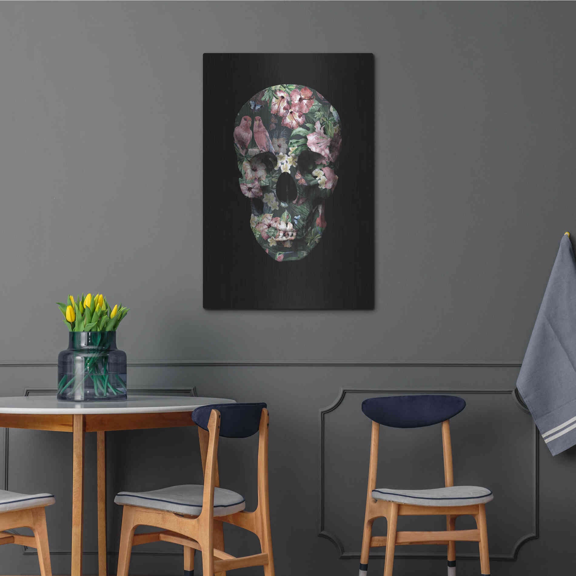 Luxe Metal Art 'Tropic Skull' by Design Fabrikken, Metal Wall Art,24x36