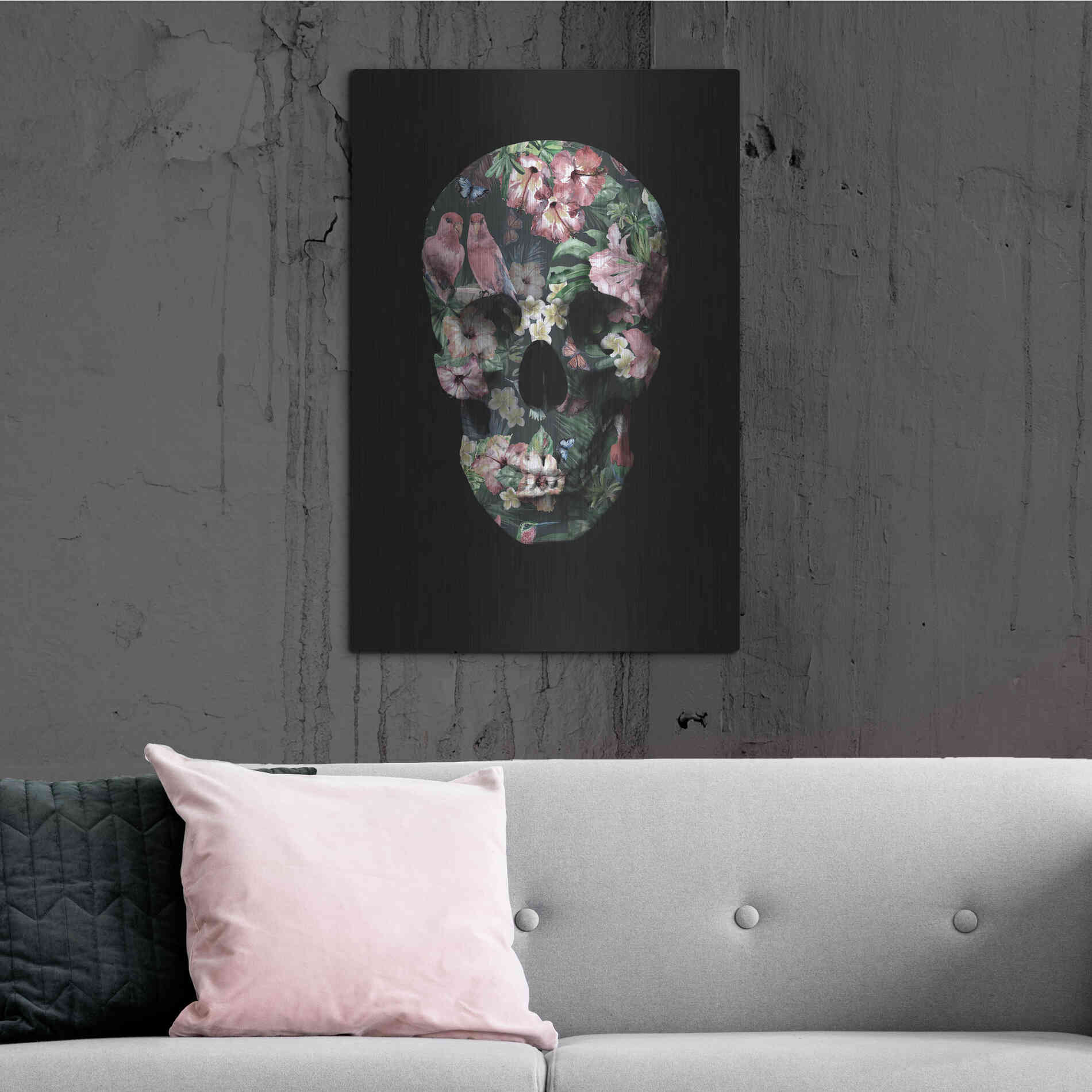 Luxe Metal Art 'Tropic Skull' by Design Fabrikken, Metal Wall Art,24x36