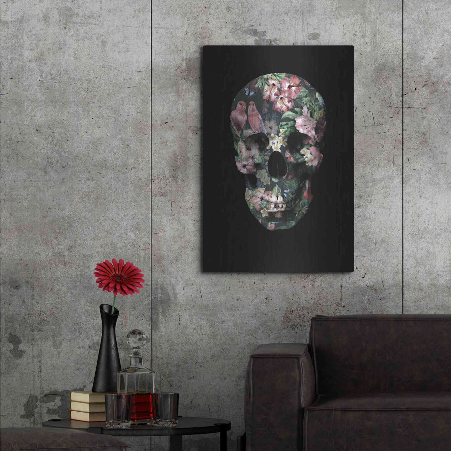 Luxe Metal Art 'Tropic Skull' by Design Fabrikken, Metal Wall Art,24x36