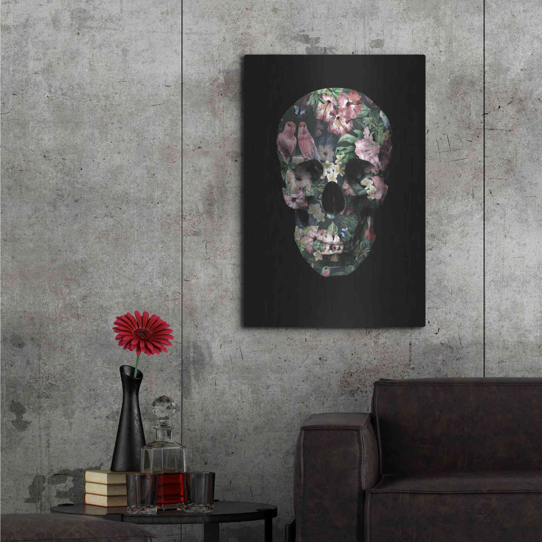 Luxe Metal Art 'Tropic Skull' by Design Fabrikken, Metal Wall Art,24x36