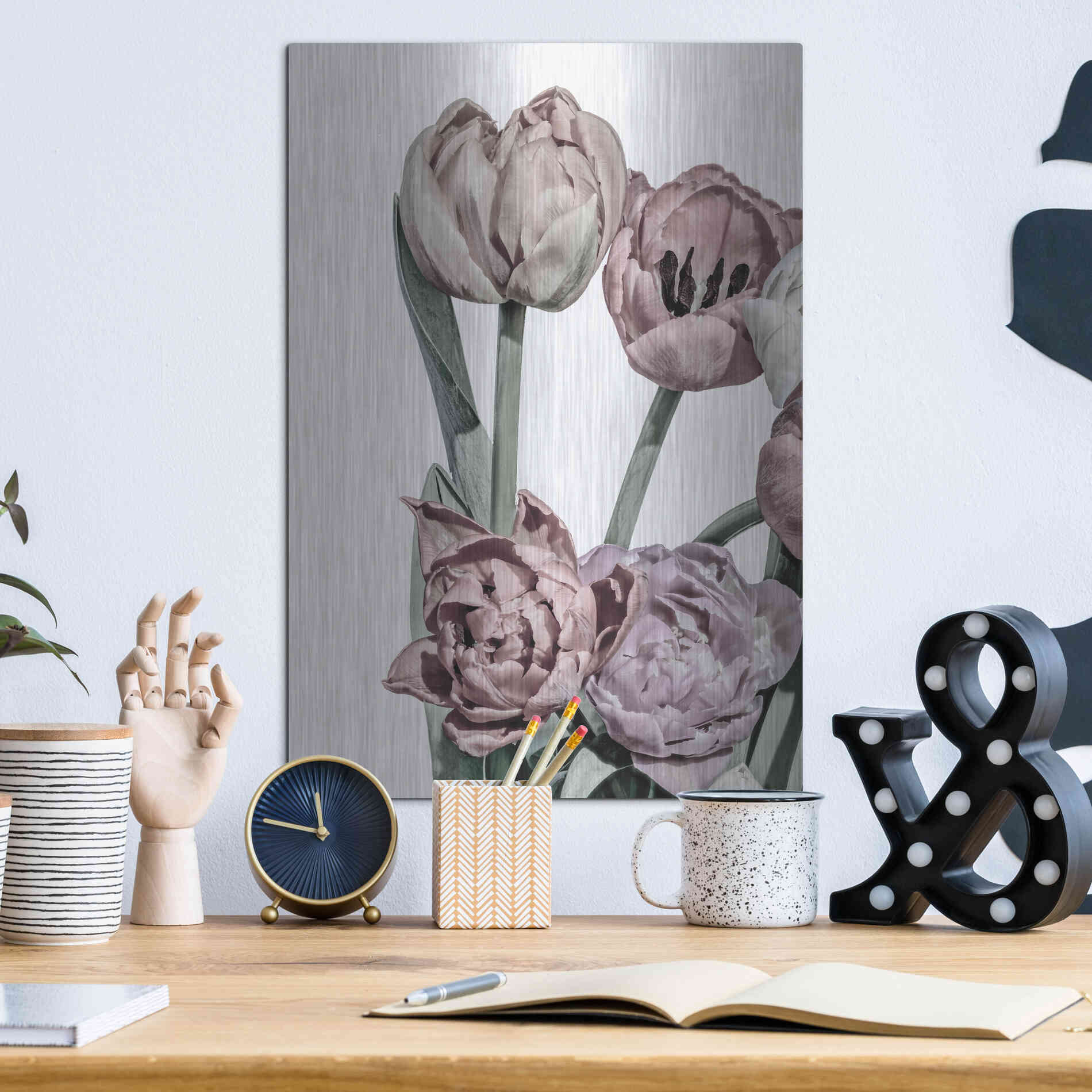 Luxe Metal Art 'Tulips Bright 2' by Design Fabrikken, Metal Wall Art,12x16