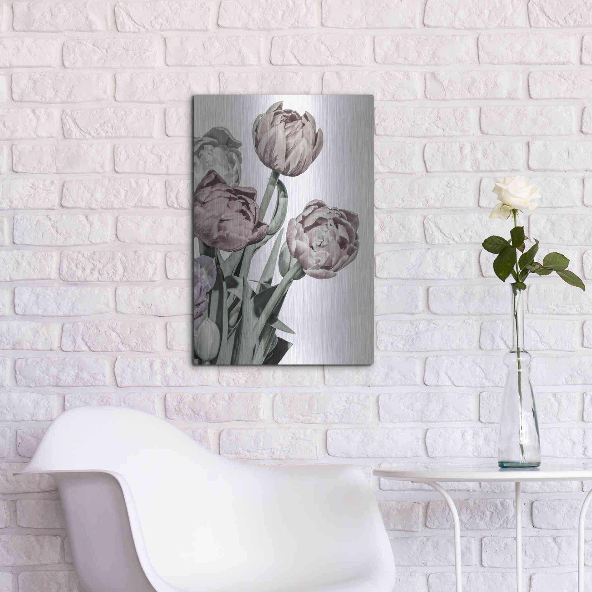 Luxe Metal Art 'Tulips Bright' by Design Fabrikken, Metal Wall Art,16x24