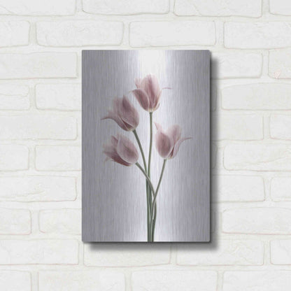 Luxe Metal Art 'Tulips Pink' by Design Fabrikken, Metal Wall Art,12x16