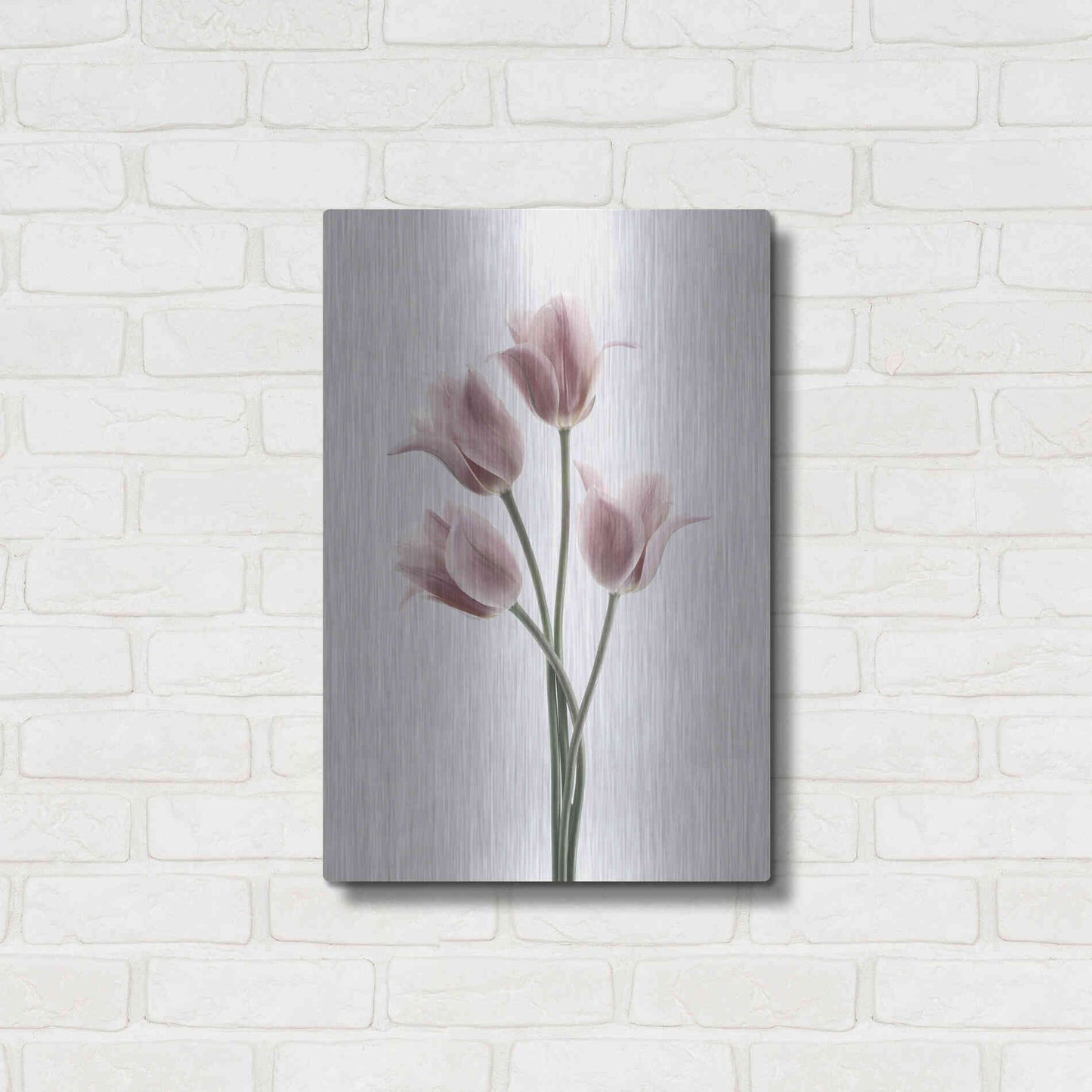 Luxe Metal Art 'Tulips Pink' by Design Fabrikken, Metal Wall Art,16x24