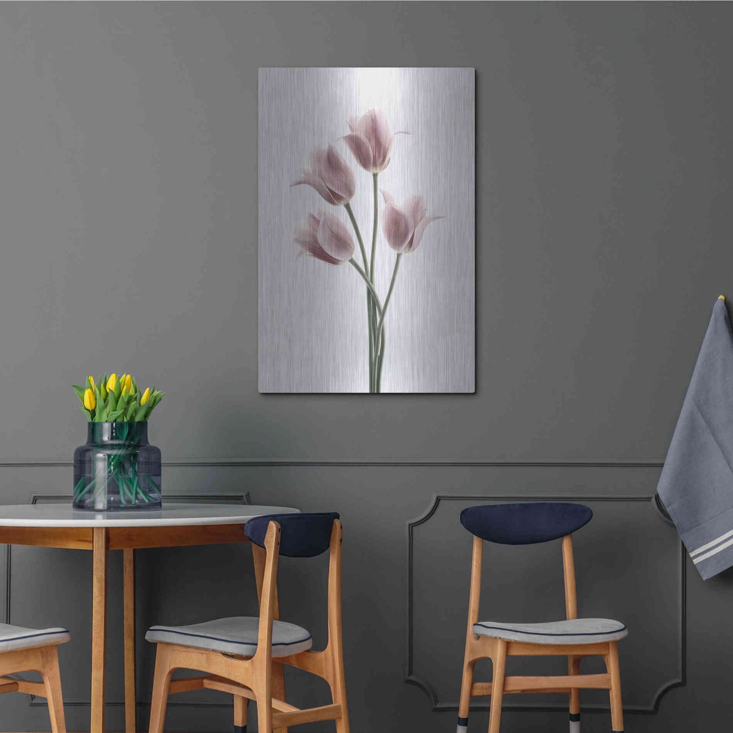 Luxe Metal Art 'Tulips Pink' by Design Fabrikken, Metal Wall Art,24x36