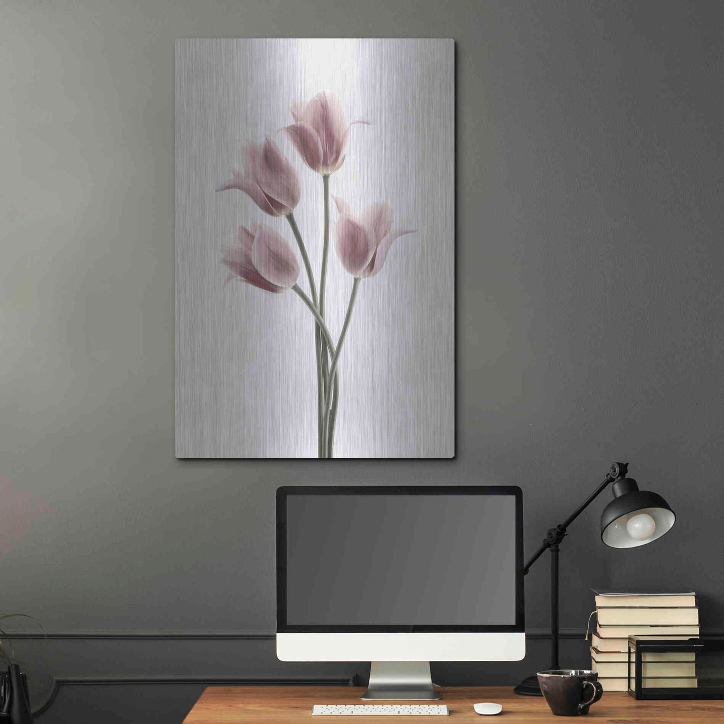 Luxe Metal Art 'Tulips Pink' by Design Fabrikken, Metal Wall Art,24x36