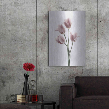 Luxe Metal Art 'Tulips Pink' by Design Fabrikken, Metal Wall Art,24x36